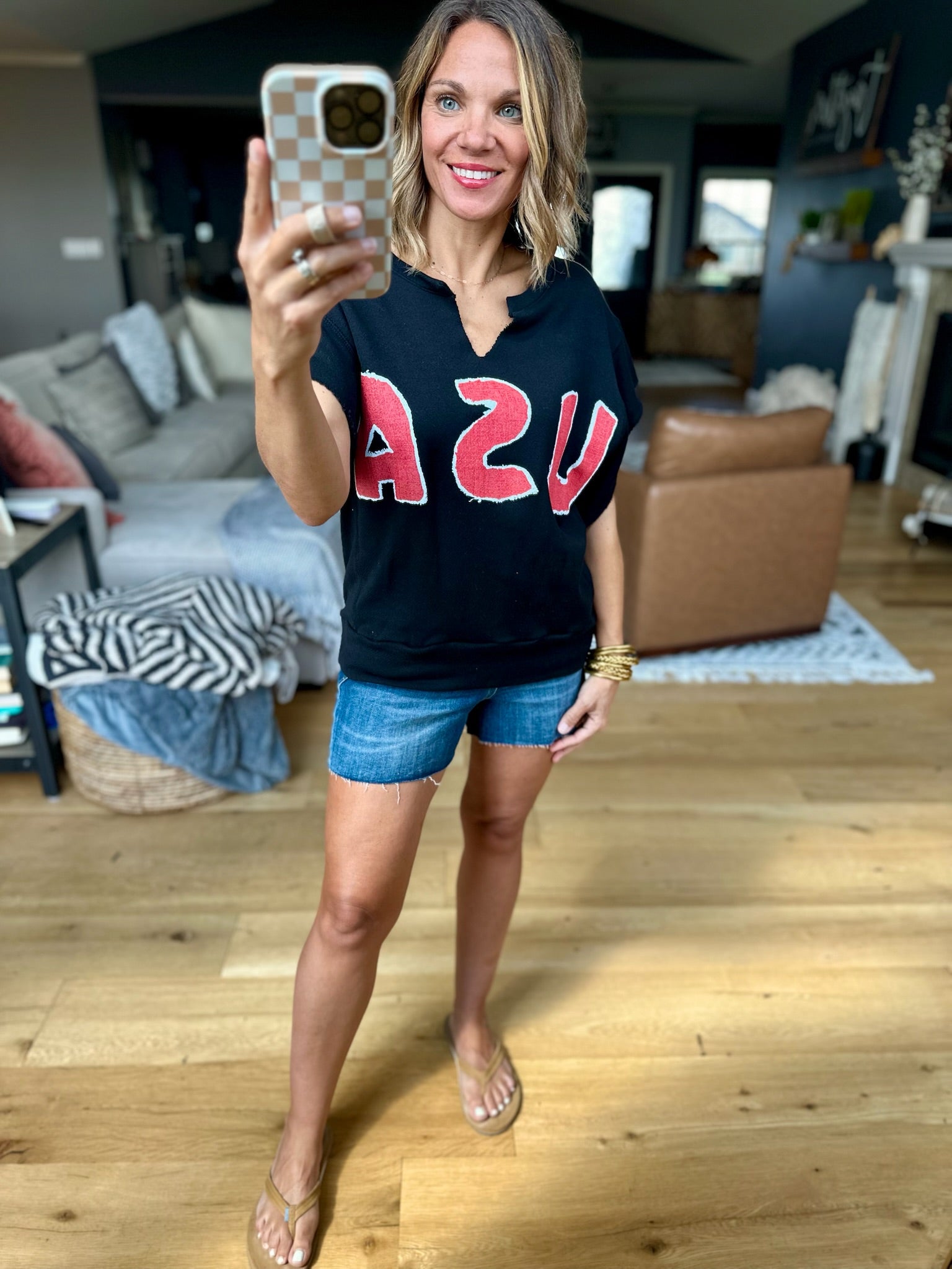 Home Of The Brave Raw-Edge Top - Black-Bucketlist-Anna Kaytes Boutique, Women's Fashion Boutique in Grinnell, Iowa