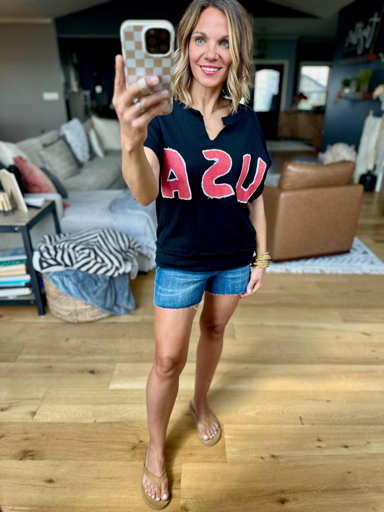 Home Of The Brave Raw-Edge Top - Black-Bucketlist-Anna Kaytes Boutique, Women's Fashion Boutique in Grinnell, Iowa