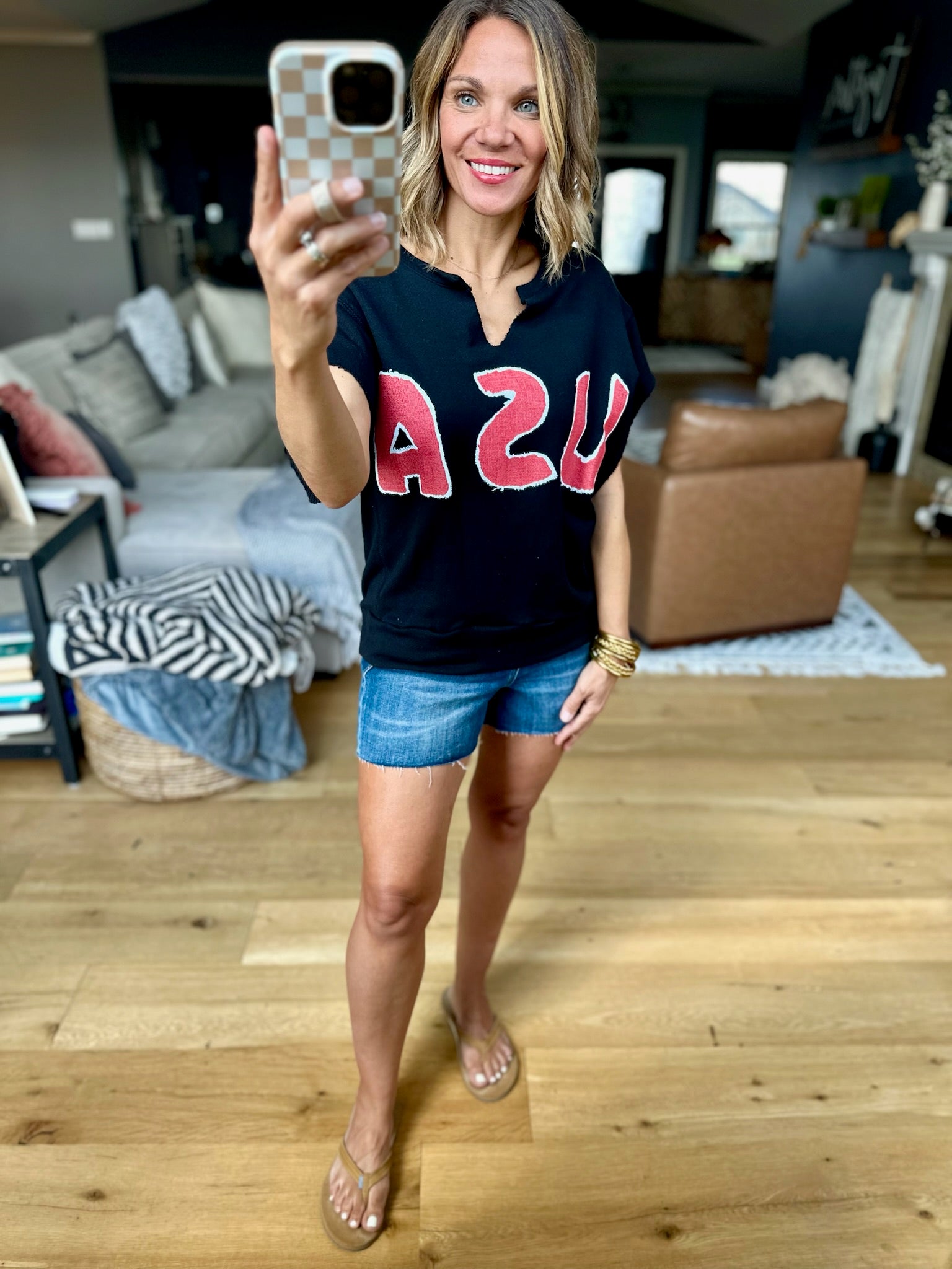 Home Of The Brave Raw-Edge Top - Black-Bucketlist-Anna Kaytes Boutique, Women's Fashion Boutique in Grinnell, Iowa