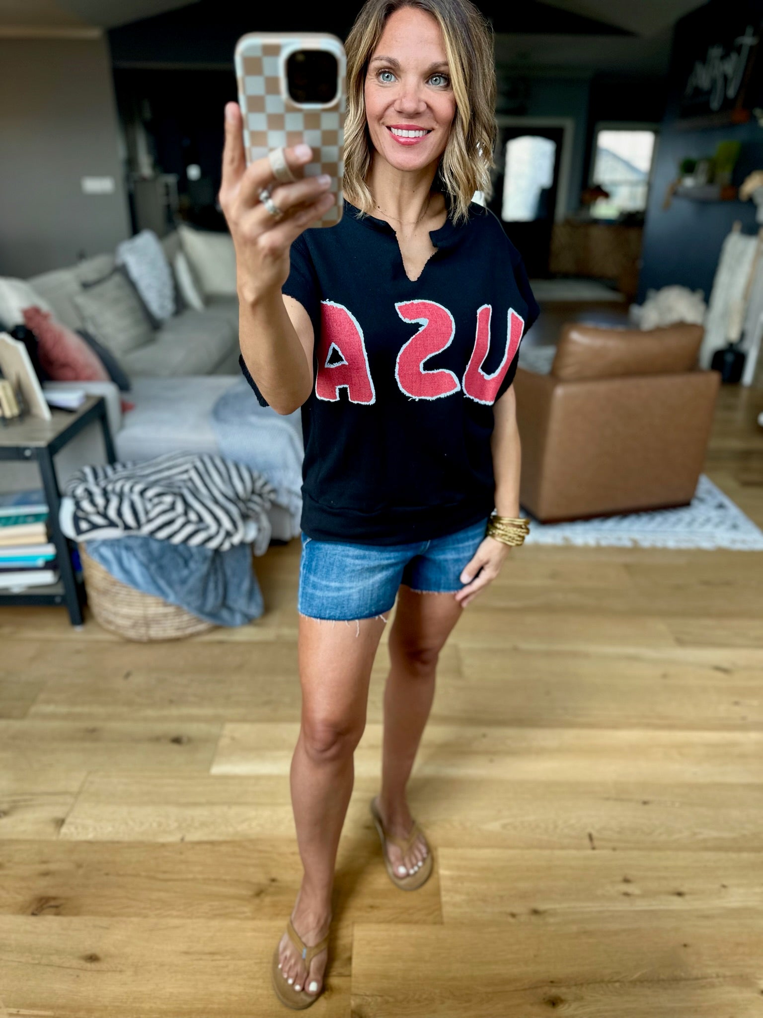 Home Of The Brave Raw-Edge Top - Black-Bucketlist-Anna Kaytes Boutique, Women's Fashion Boutique in Grinnell, Iowa