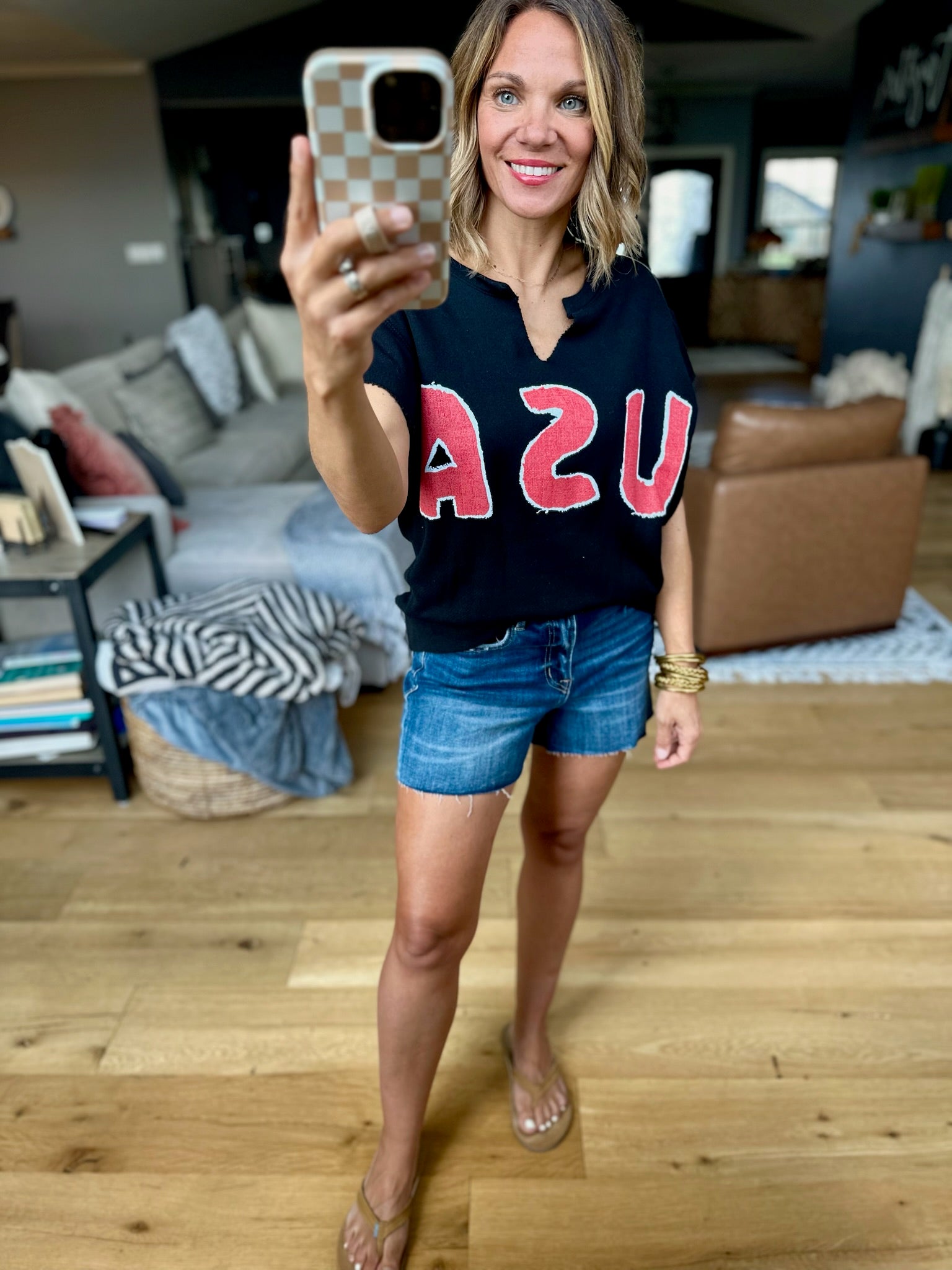 Home Of The Brave Raw-Edge Top - Black-Bucketlist-Anna Kaytes Boutique, Women's Fashion Boutique in Grinnell, Iowa