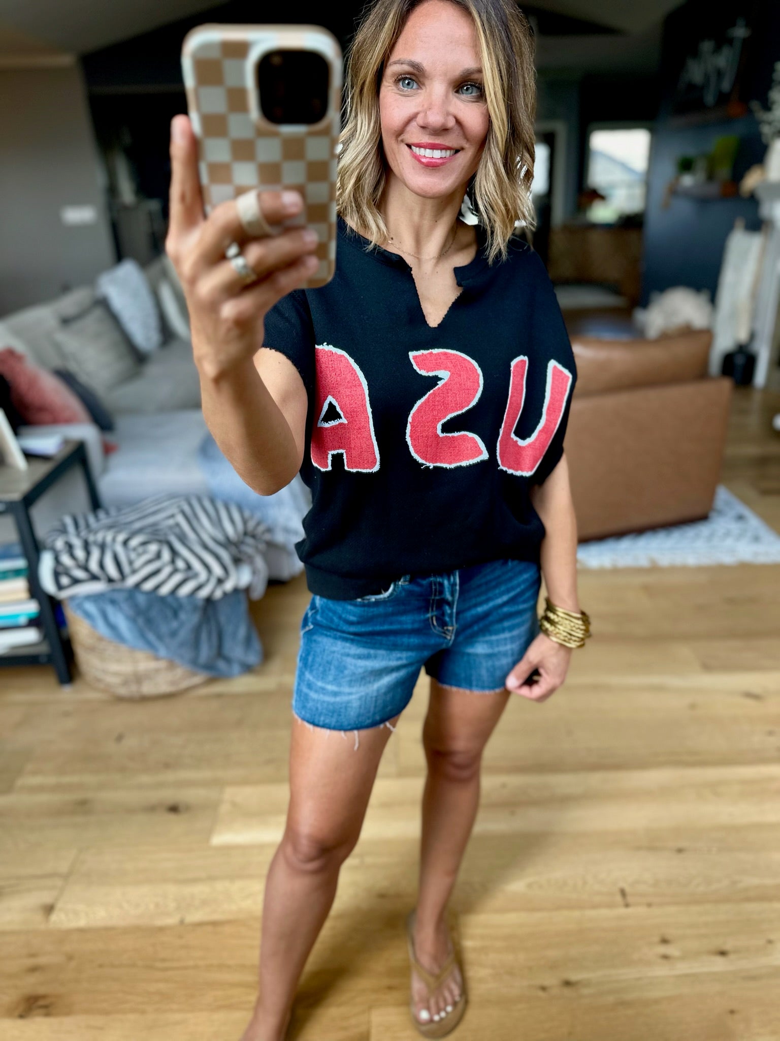 Home Of The Brave Raw-Edge Top - Black-Bucketlist-Anna Kaytes Boutique, Women's Fashion Boutique in Grinnell, Iowa