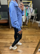 Keep In Touch Zip Pullover - Blue-Entro-Anna Kaytes Boutique, Women's Fashion Boutique in Grinnell, Iowa