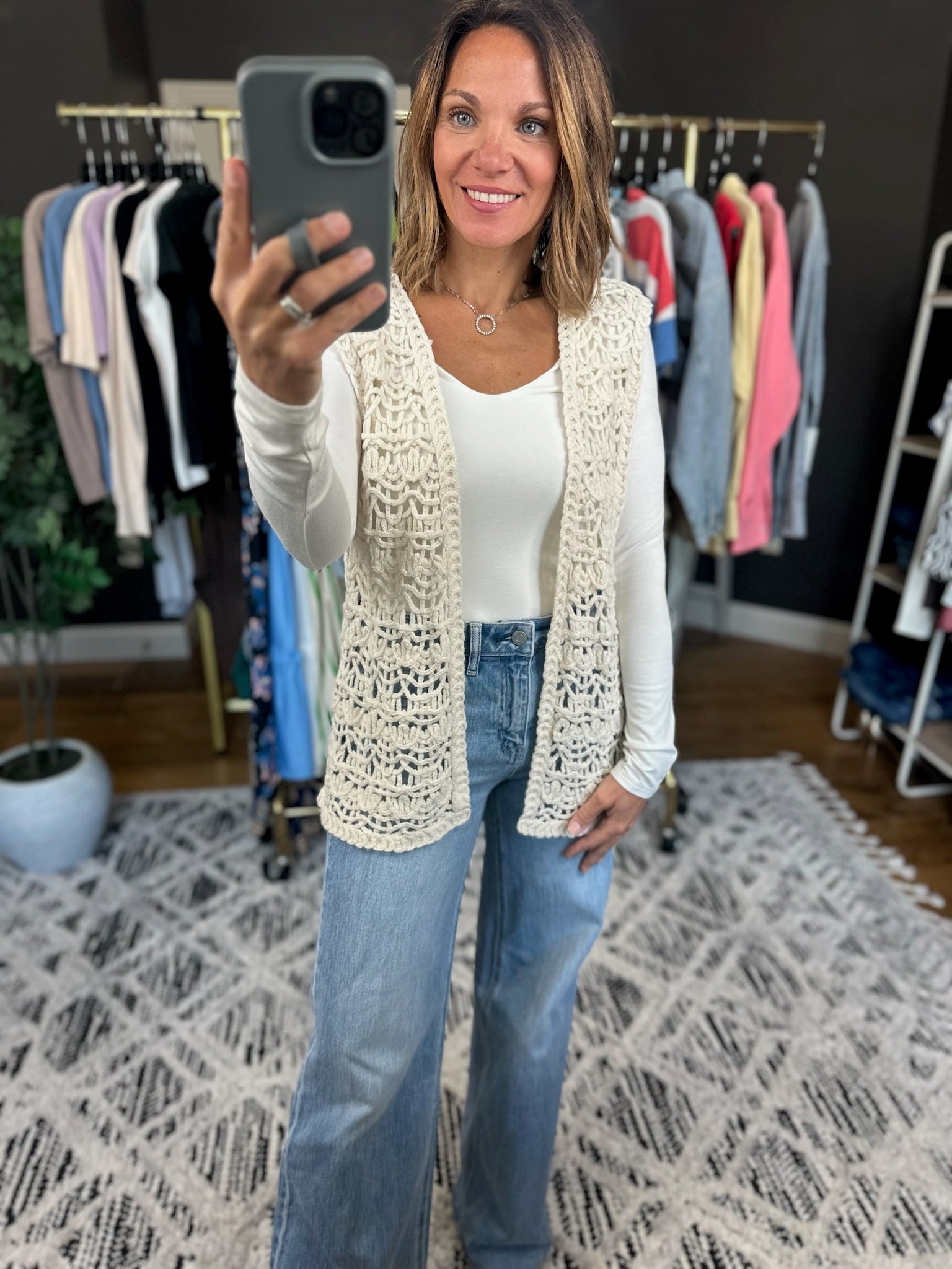 Looking Back Knit Vest-Short Sleeves-Wishlist-Anna Kaytes Boutique, Women's Fashion Boutique in Grinnell, Iowa