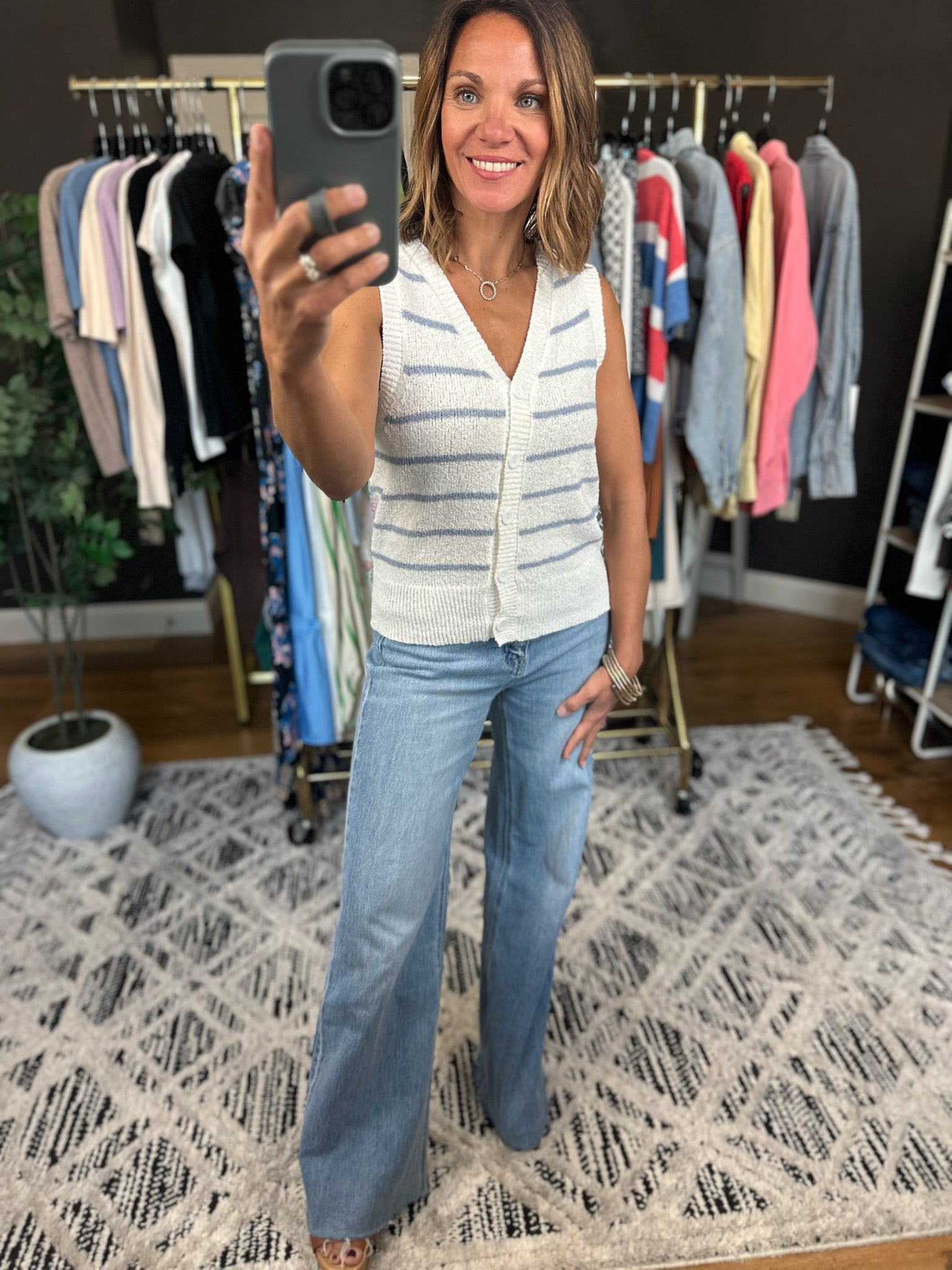 Make My Way Striped Knit Sweater Vest-Sleeveless-Be Cool-Anna Kaytes Boutique, Women's Fashion Boutique in Grinnell, Iowa