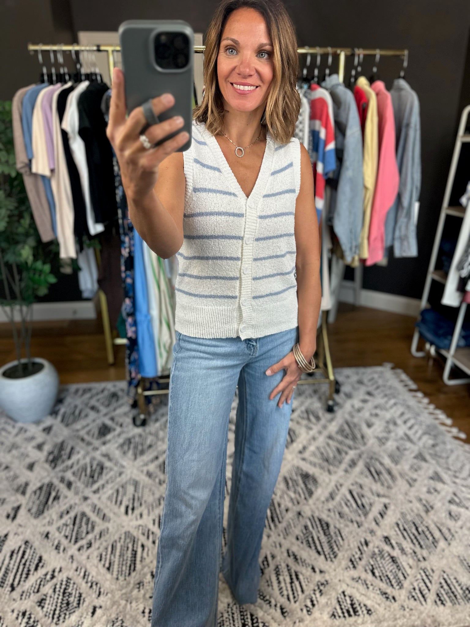 Make My Way Striped Knit Sweater Vest-Sleeveless-Be Cool-Anna Kaytes Boutique, Women's Fashion Boutique in Grinnell, Iowa