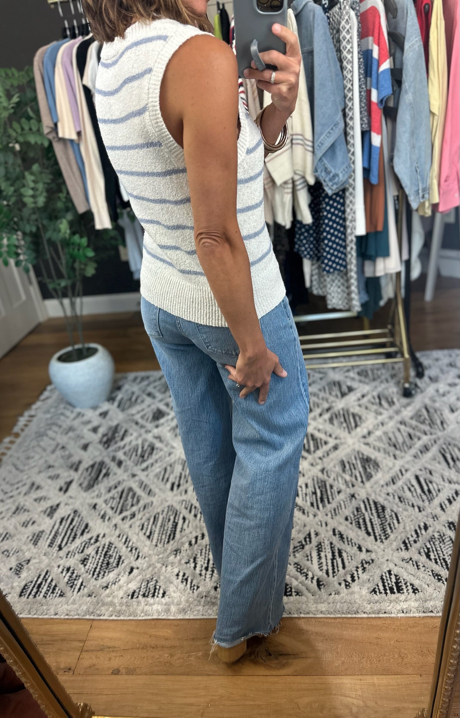 Make My Way Striped Knit Sweater Vest-Sleeveless-Be Cool-Anna Kaytes Boutique, Women's Fashion Boutique in Grinnell, Iowa