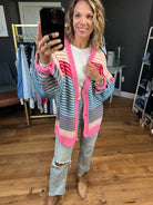 Love You More Striped Knit Cardigan - Pink/Blue-Bibi IT167SR-01-Anna Kaytes Boutique, Women's Fashion Boutique in Grinnell, Iowa