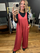 In The Range Wide-Leg Pocket Jumpsuit - Crimson-Easel-Anna Kaytes Boutique, Women's Fashion Boutique in Grinnell, Iowa