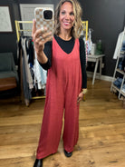 In The Range Wide-Leg Pocket Jumpsuit - Crimson-Easel-Anna Kaytes Boutique, Women's Fashion Boutique in Grinnell, Iowa