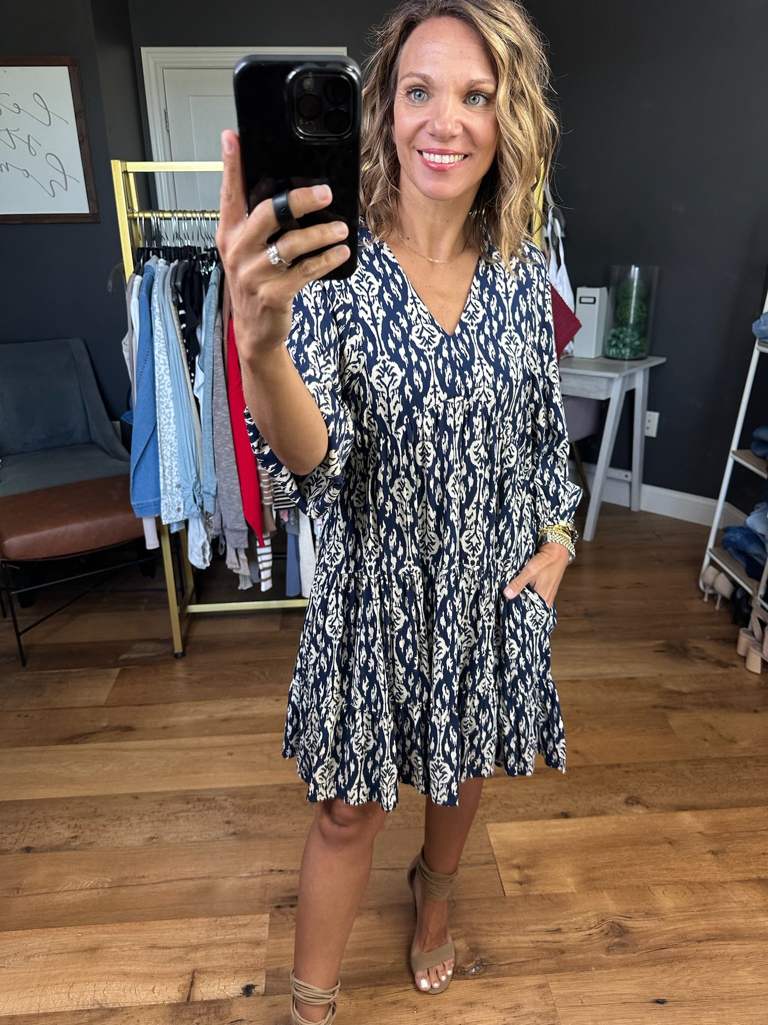 Make The List Patterned Pocket Tiered Dress - Multiple Options-Wishlist-Anna Kaytes Boutique, Women's Fashion Boutique in Grinnell, Iowa