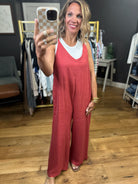 In The Range Wide-Leg Pocket Jumpsuit - Crimson-Easel-Anna Kaytes Boutique, Women's Fashion Boutique in Grinnell, Iowa