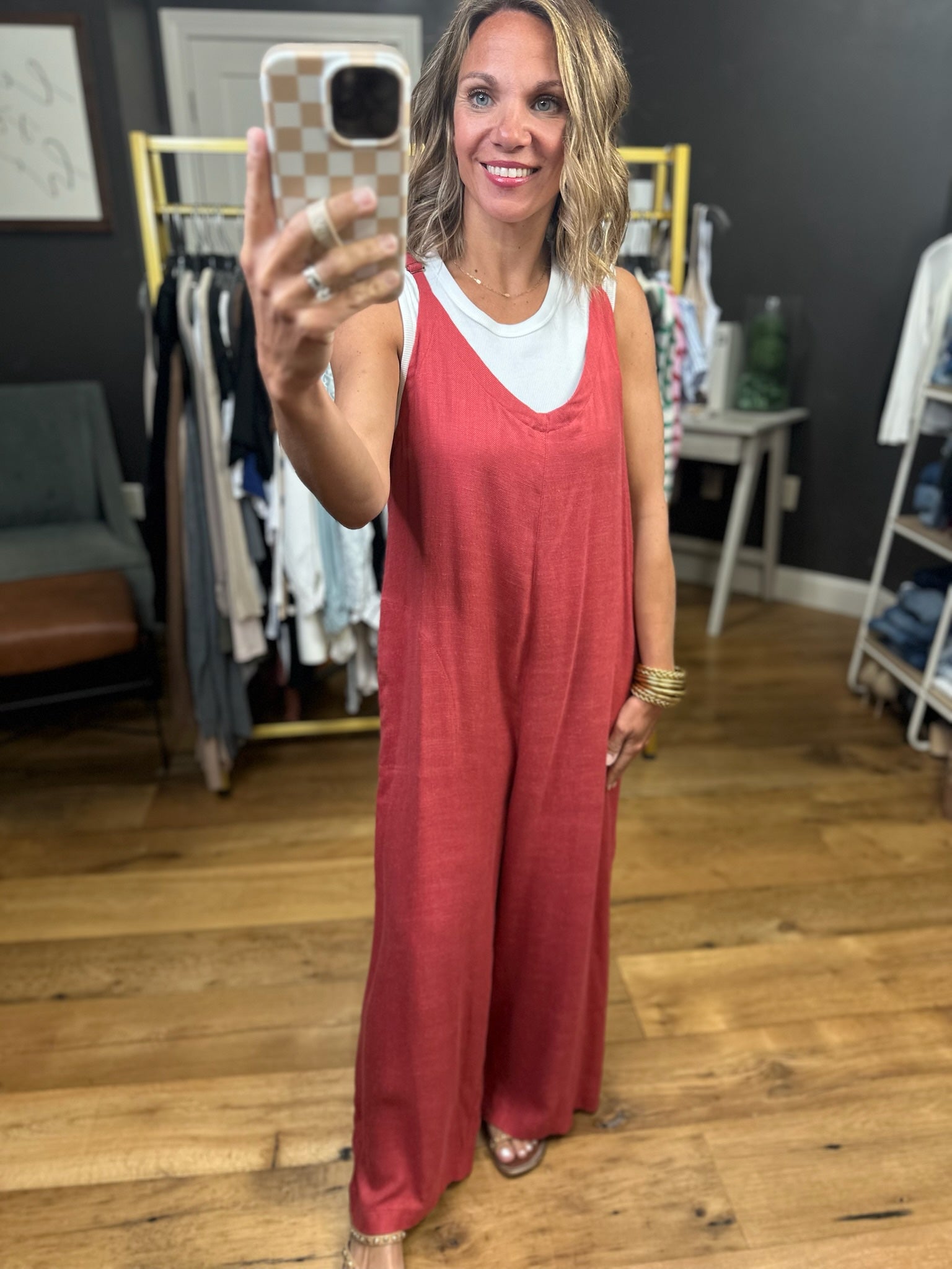 In The Range Wide-Leg Pocket Jumpsuit - Crimson-Easel-Anna Kaytes Boutique, Women's Fashion Boutique in Grinnell, Iowa