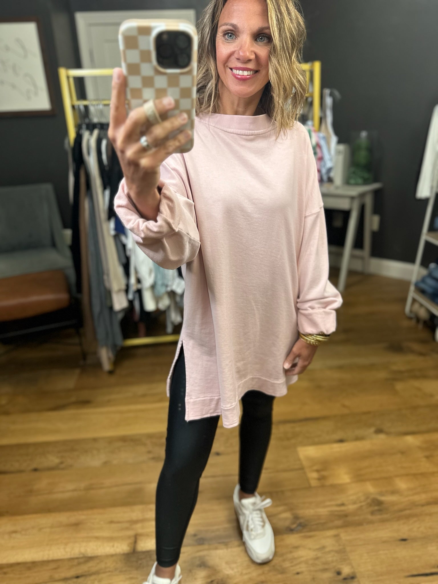 Given The Chance Tunic Sweatshirt - Blush-Easel-Anna Kaytes Boutique, Women's Fashion Boutique in Grinnell, Iowa