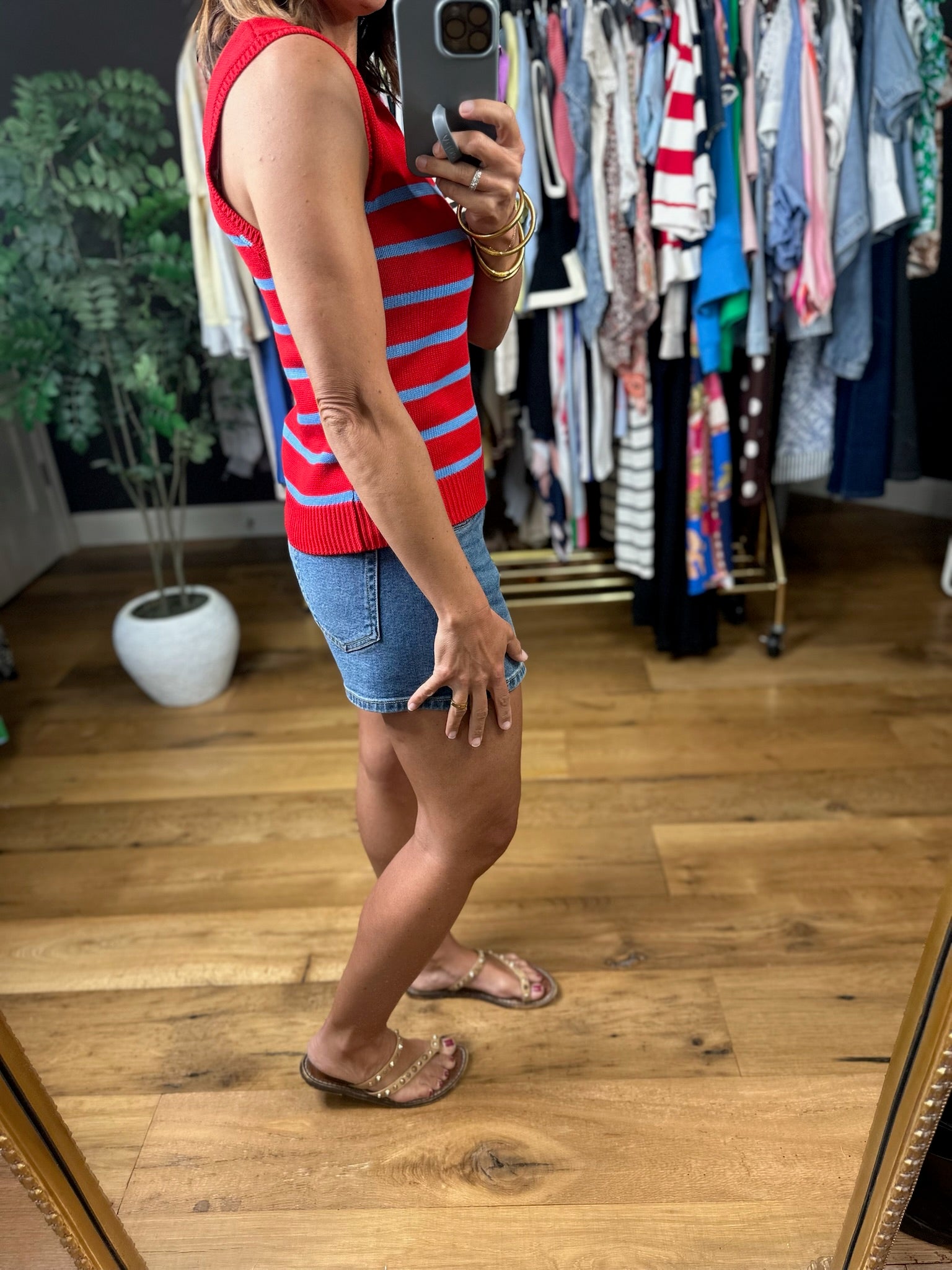 Sweet Liberty Striped Knit Tank-Sleeveless-Entro-Anna Kaytes Boutique, Women's Fashion Boutique in Grinnell, Iowa