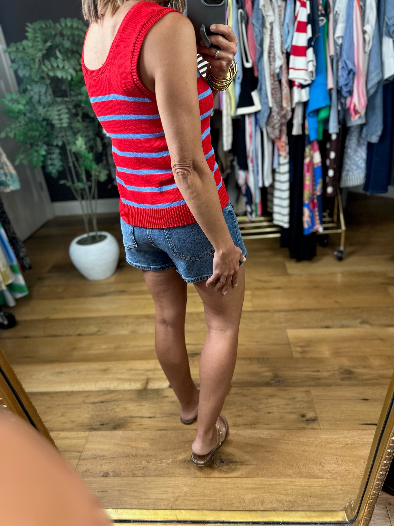 Sweet Liberty Striped Knit Tank-Sleeveless-Entro-Anna Kaytes Boutique, Women's Fashion Boutique in Grinnell, Iowa