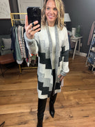 Piece By Piece Colorblock Cardigan Sweater - Black/Grey Multi-Cardigans-Doe & Rae 10158J-Anna Kaytes Boutique, Women's Fashion Boutique in Grinnell, Iowa