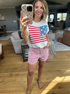 Born In The USA Flag Knit Top - White-Staccato-Anna Kaytes Boutique, Women's Fashion Boutique in Grinnell, Iowa