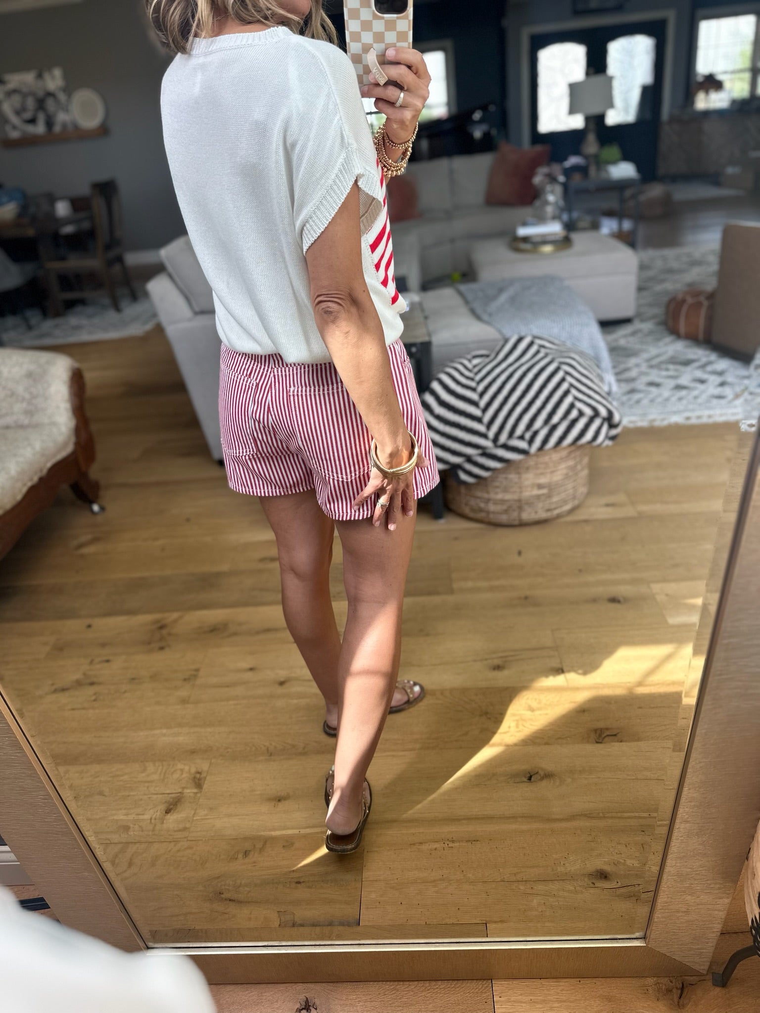 Born In The USA Flag Knit Top - White-Top-Staccato-Anna Kaytes Boutique, Women's Fashion Boutique in Grinnell, Iowa