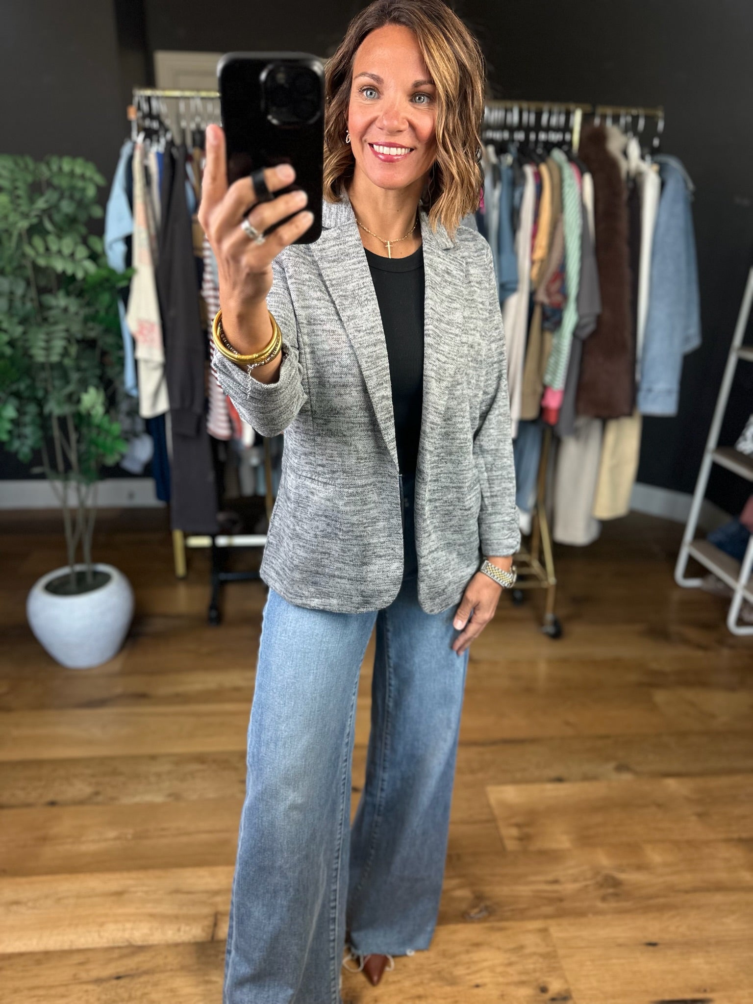 Back In Business Heathered Blazer-Jackets-Doe & Rae-Anna Kaytes Boutique, Women's Fashion Boutique in Grinnell, Iowa