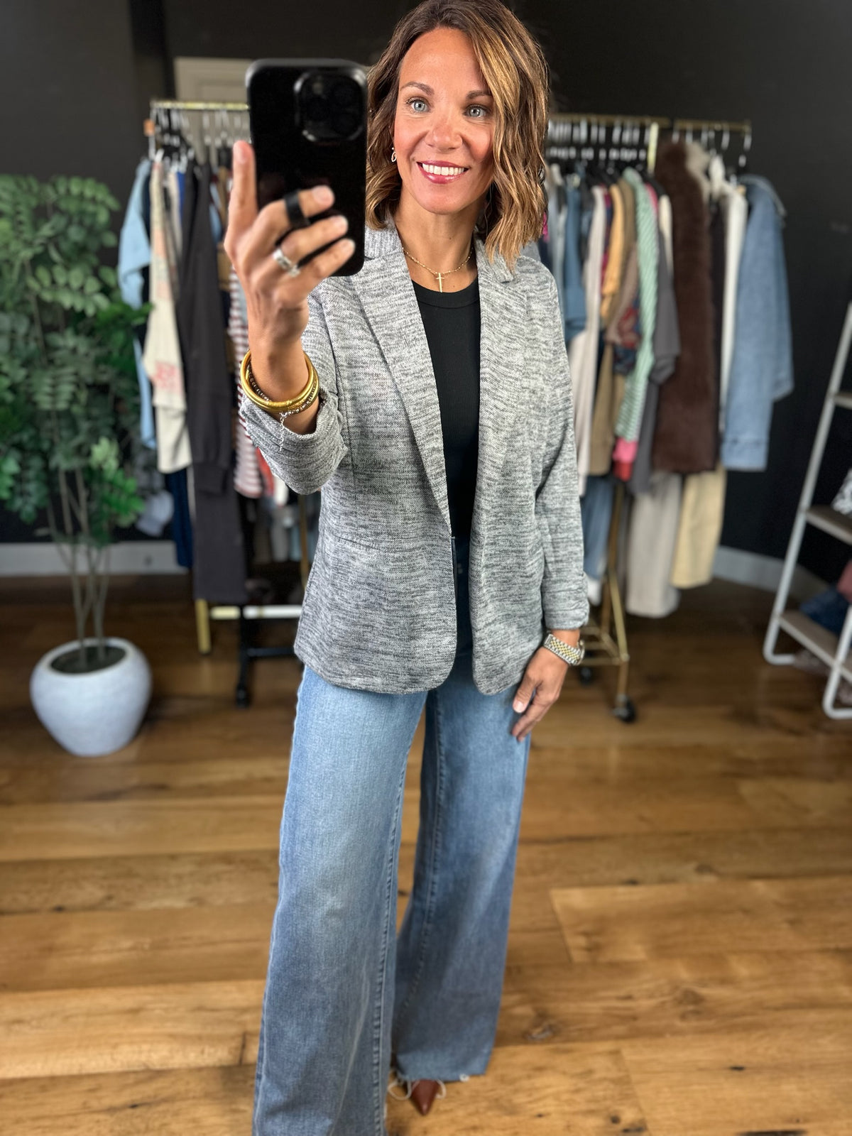 Back In Business Heathered Blazer-Jackets-Doe & Rae-Anna Kaytes Boutique, Women's Fashion Boutique in Grinnell, Iowa