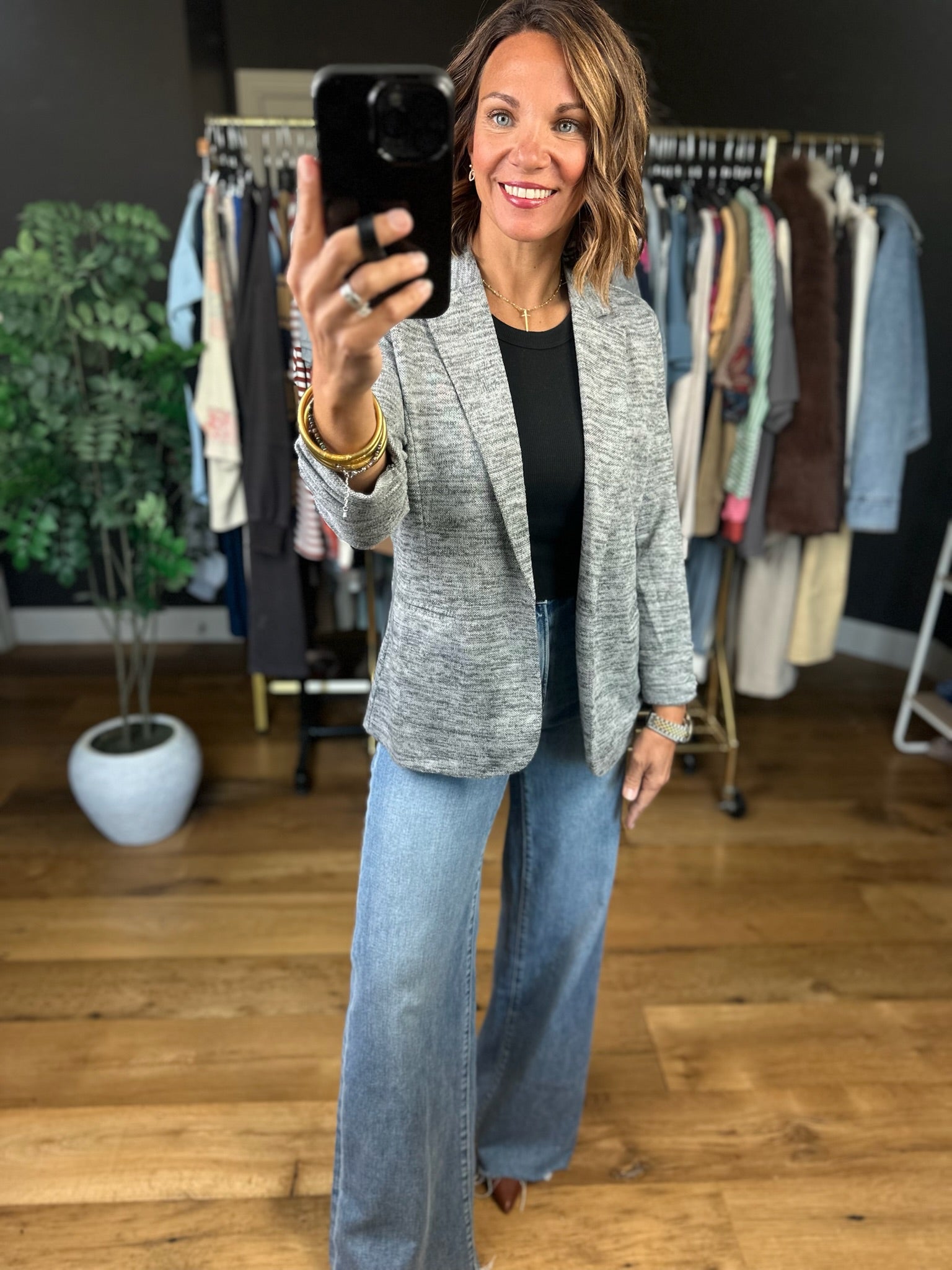 Back In Business Heathered Blazer-Jackets-Doe & Rae-Anna Kaytes Boutique, Women's Fashion Boutique in Grinnell, Iowa