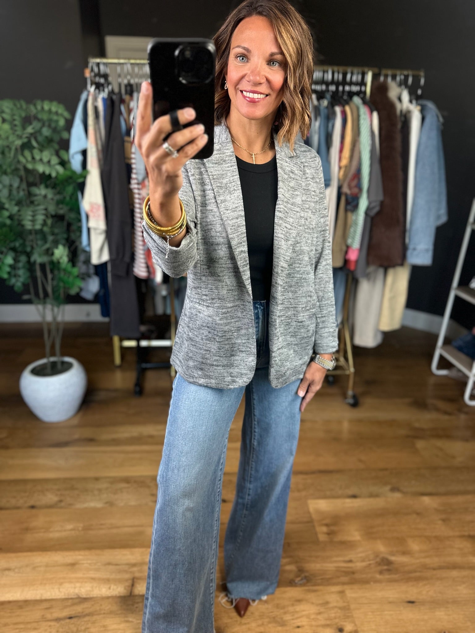 Back In Business Heathered Blazer-Jackets-Doe & Rae-Anna Kaytes Boutique, Women's Fashion Boutique in Grinnell, Iowa