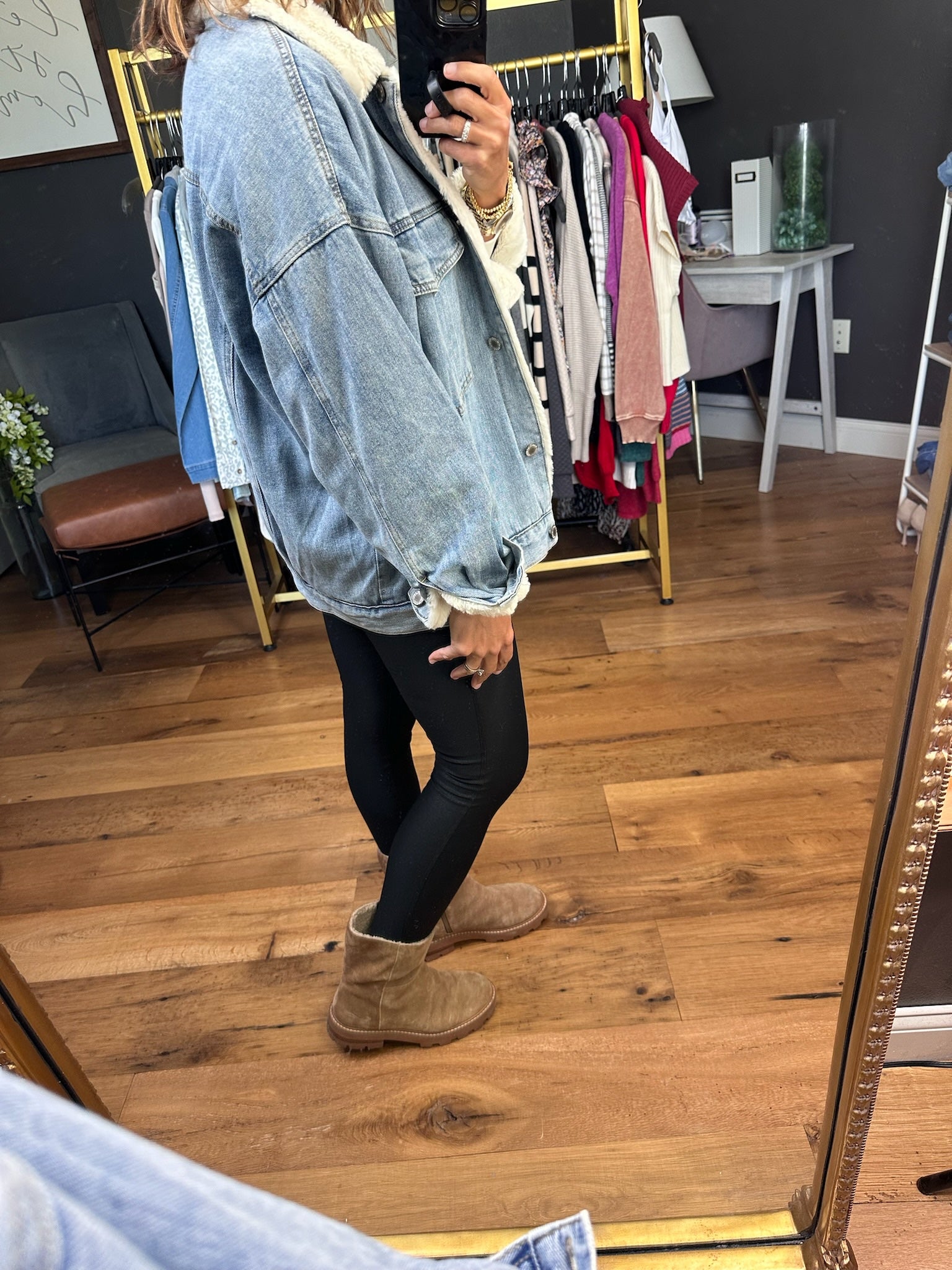 The Cecelia Sherpa Lined Denim Jacket-Wishlist-Anna Kaytes Boutique, Women's Fashion Boutique in Grinnell, Iowa