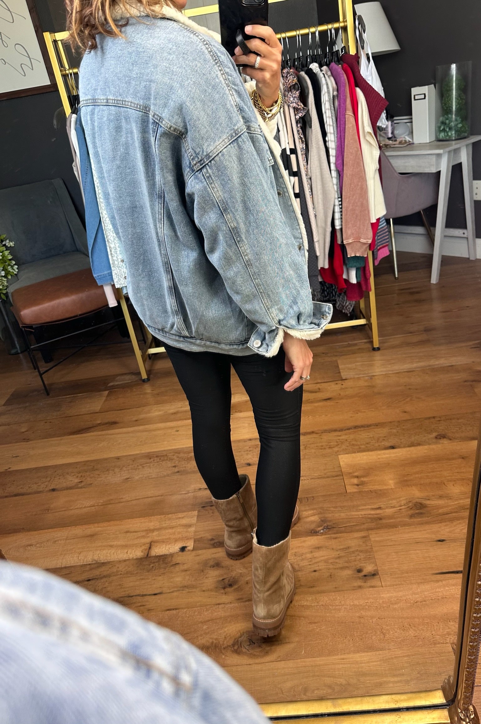 The Cecelia Sherpa Lined Denim Jacket-Wishlist-Anna Kaytes Boutique, Women's Fashion Boutique in Grinnell, Iowa