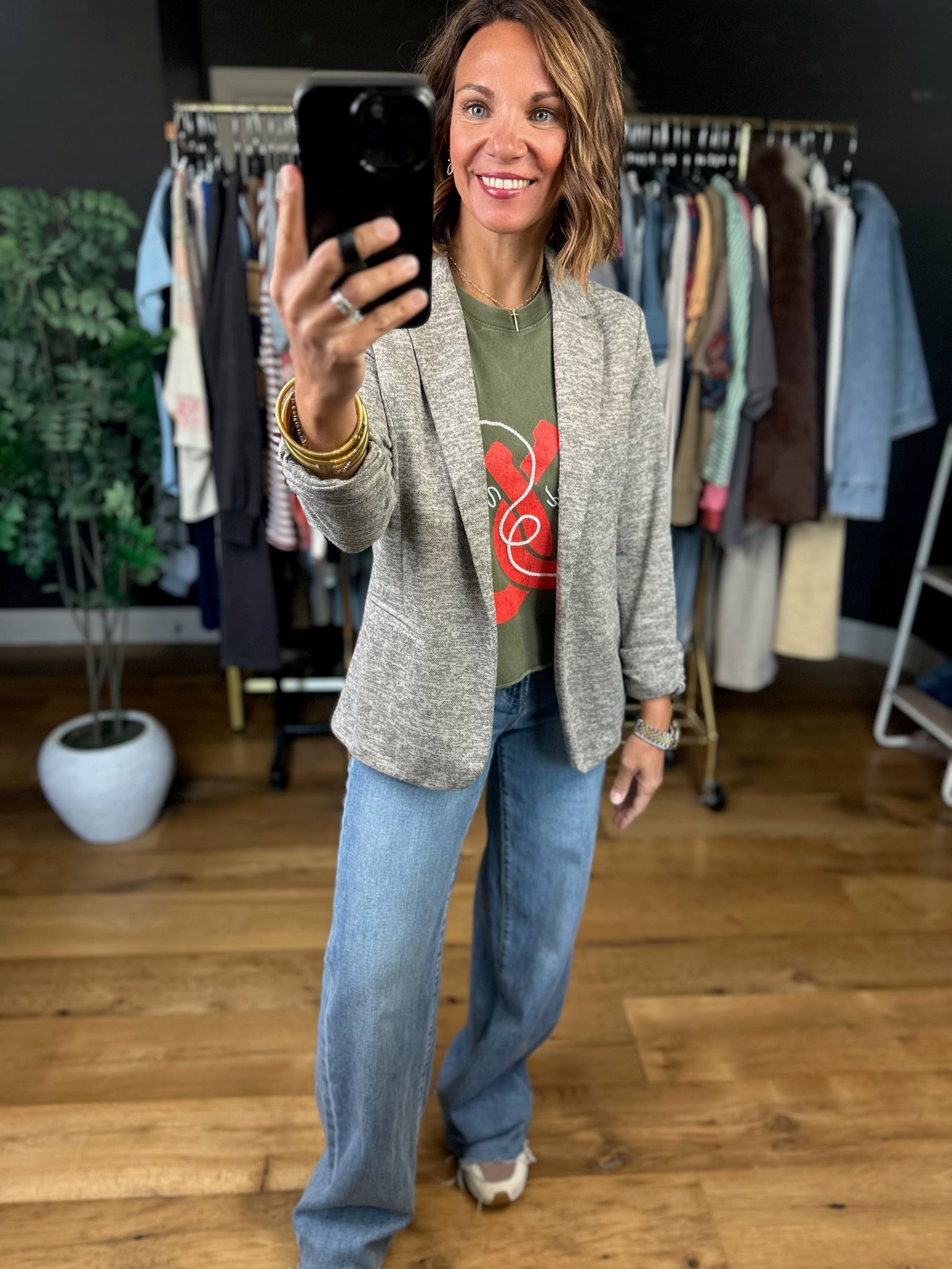 Back In Business Heathered Blazer-Jackets-Doe & Rae-Anna Kaytes Boutique, Women's Fashion Boutique in Grinnell, Iowa