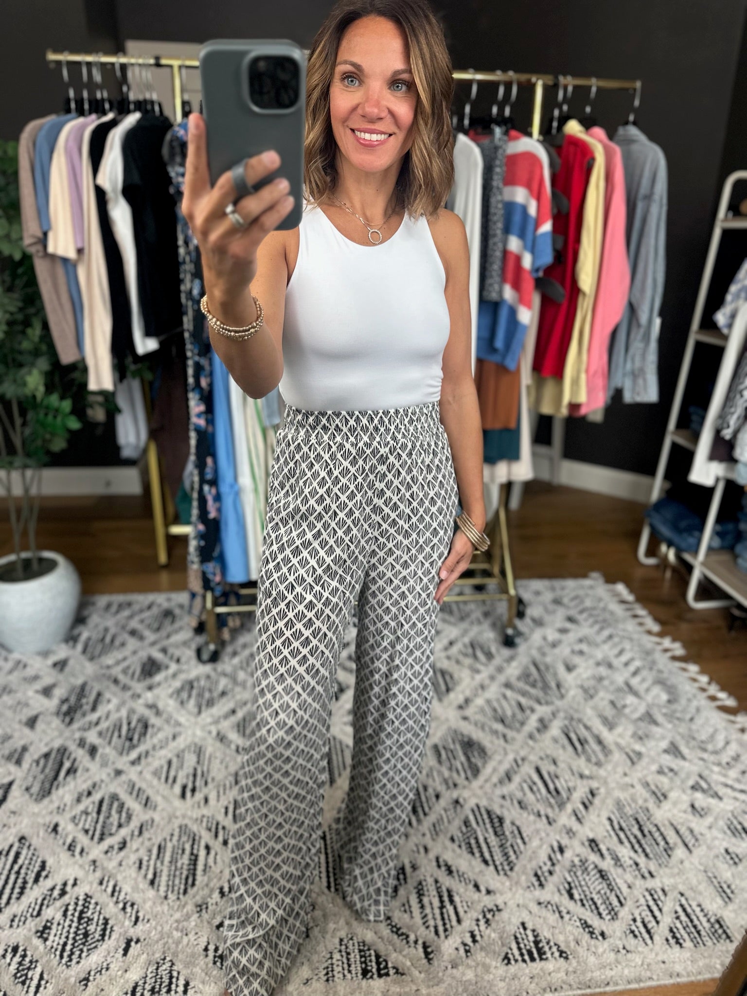The Carrie Patterned Wide-Leg Pants-Pants-Be Cool-Anna Kaytes Boutique, Women's Fashion Boutique in Grinnell, Iowa