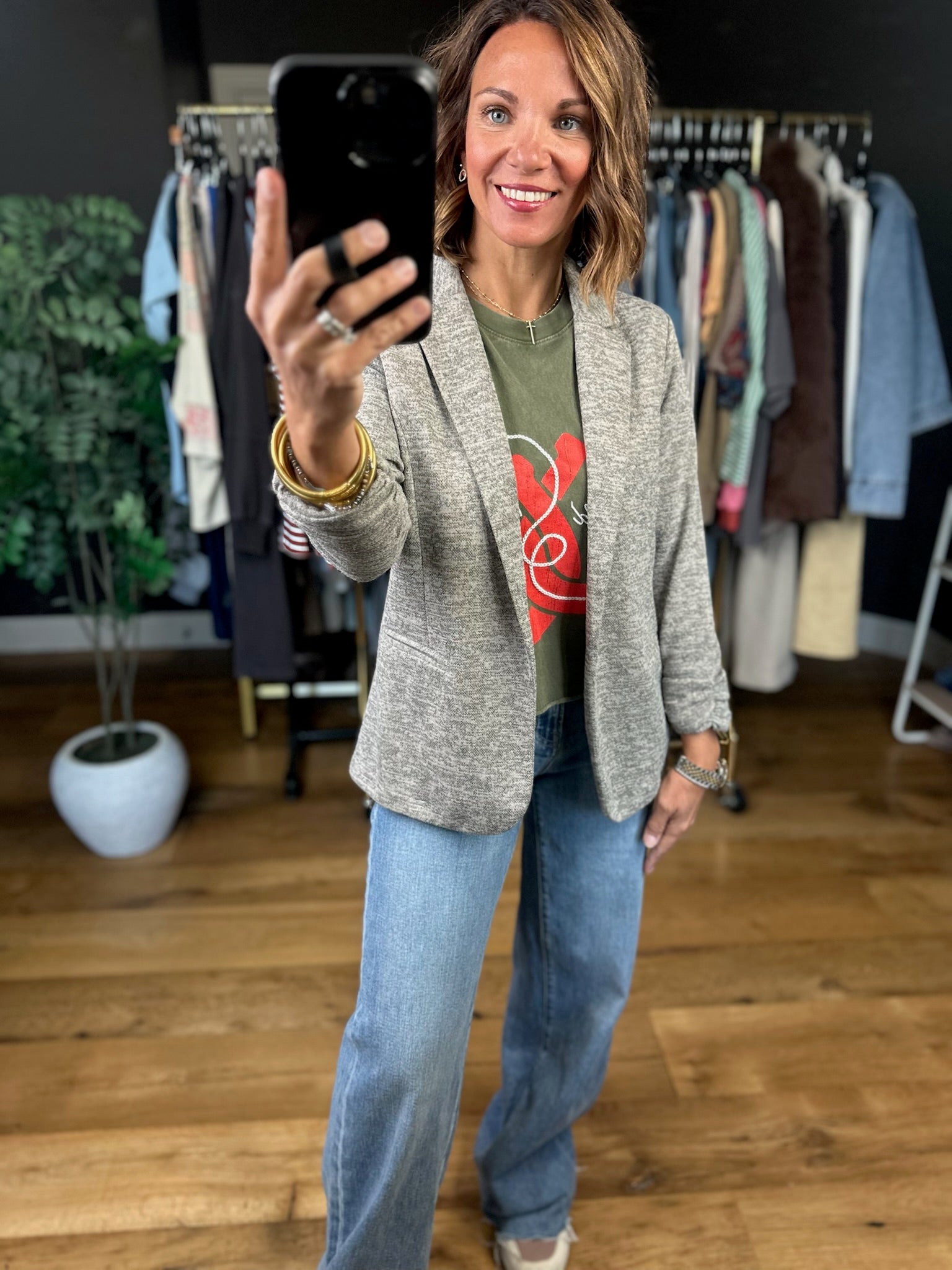 Back In Business Heathered Blazer-Jackets-Doe & Rae-Anna Kaytes Boutique, Women's Fashion Boutique in Grinnell, Iowa