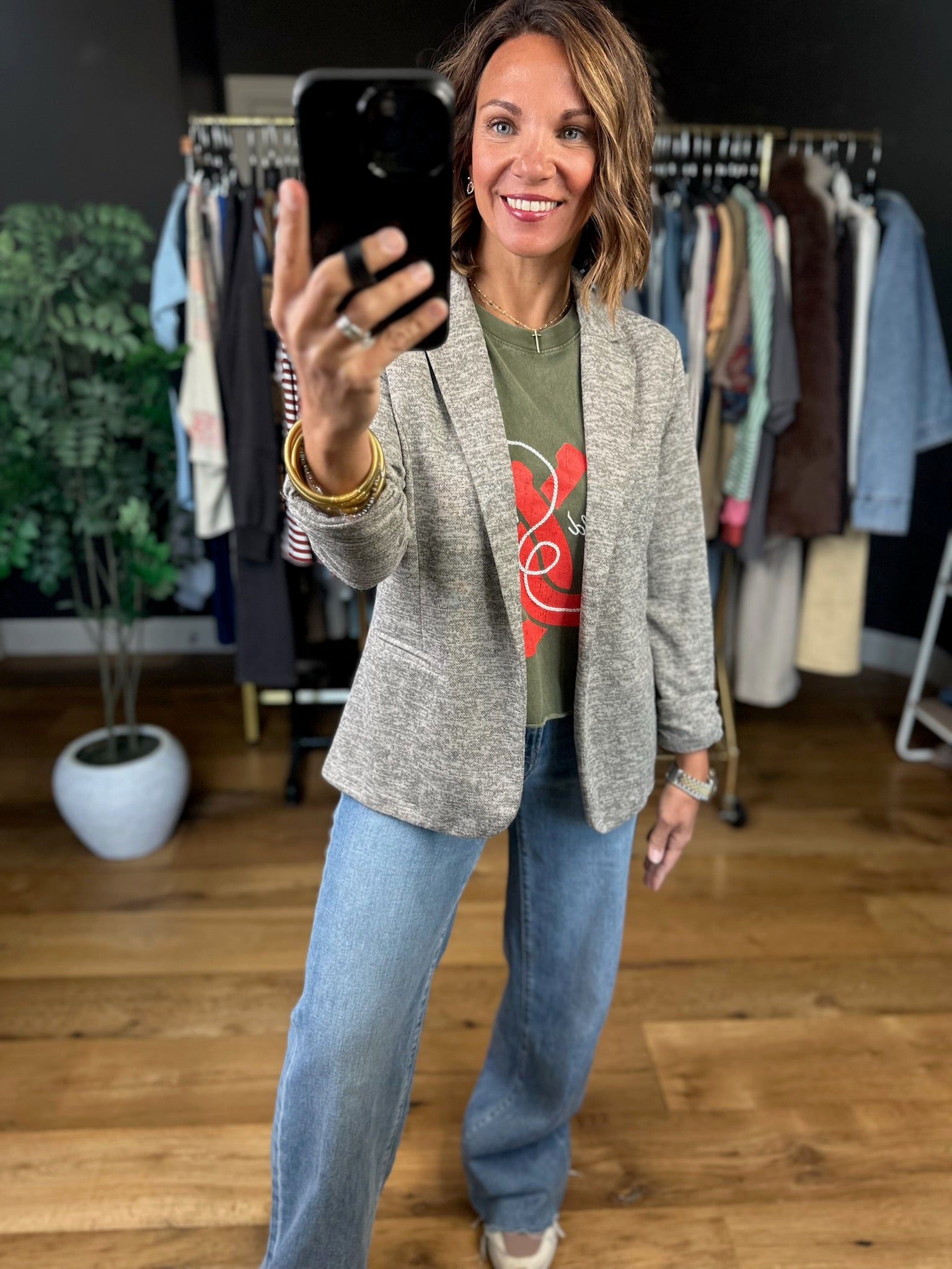 Back In Business Heathered Blazer-Jackets-Doe & Rae-Anna Kaytes Boutique, Women's Fashion Boutique in Grinnell, Iowa