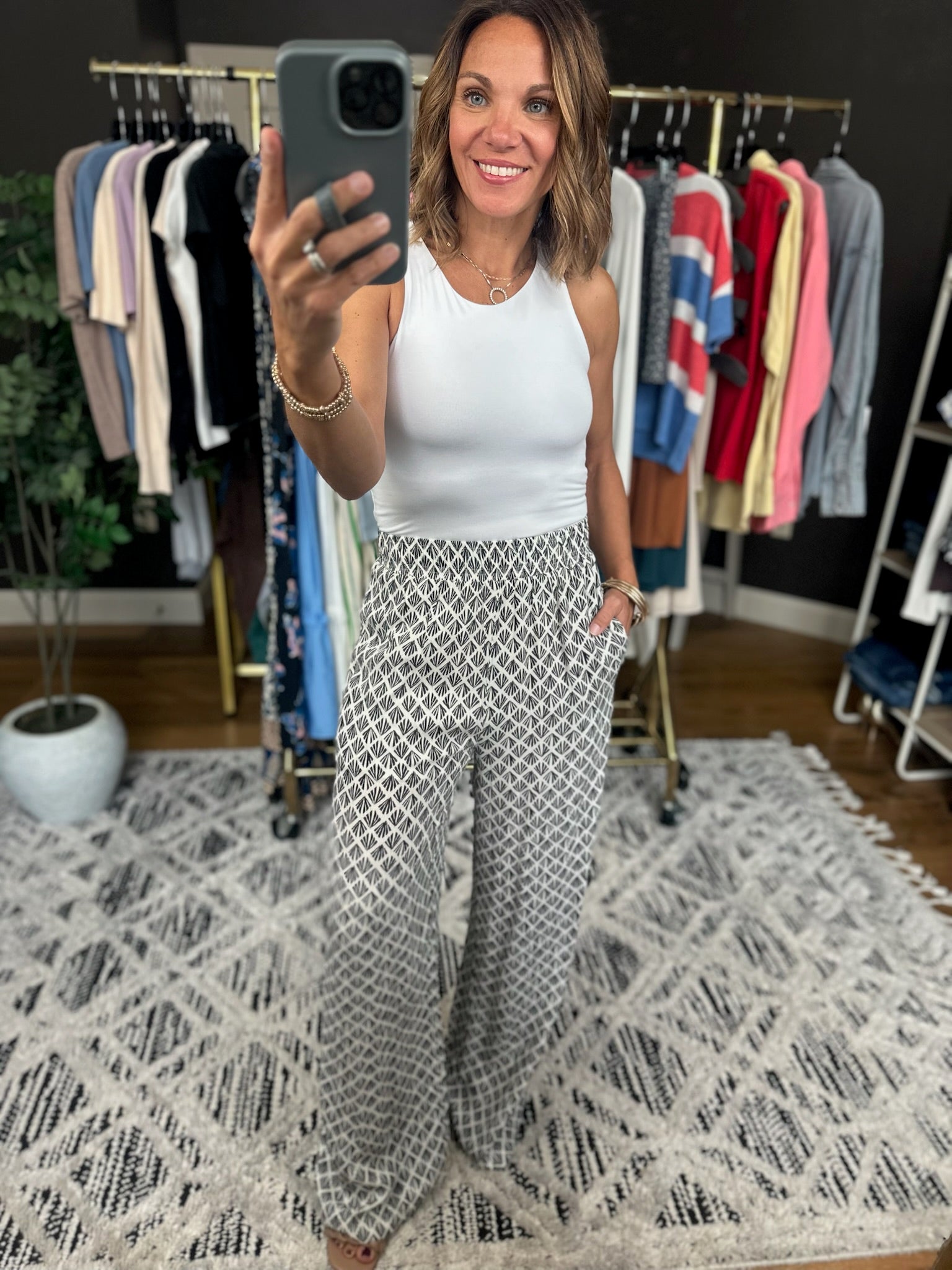 The Carrie Patterned Wide-Leg Pants-Pants-Be Cool-Anna Kaytes Boutique, Women's Fashion Boutique in Grinnell, Iowa