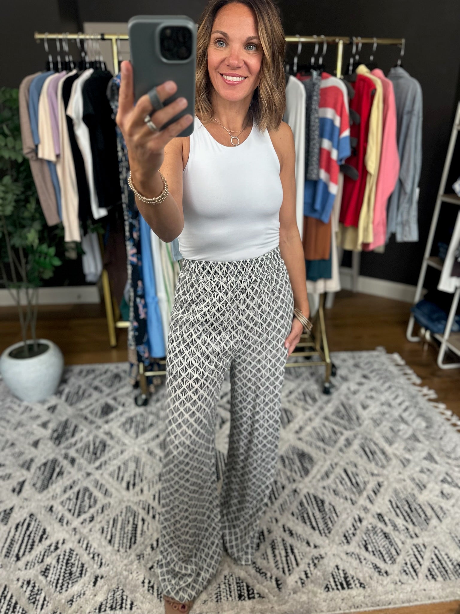 The Carrie Patterned Wide-Leg Pants-Pants-Be Cool-Anna Kaytes Boutique, Women's Fashion Boutique in Grinnell, Iowa
