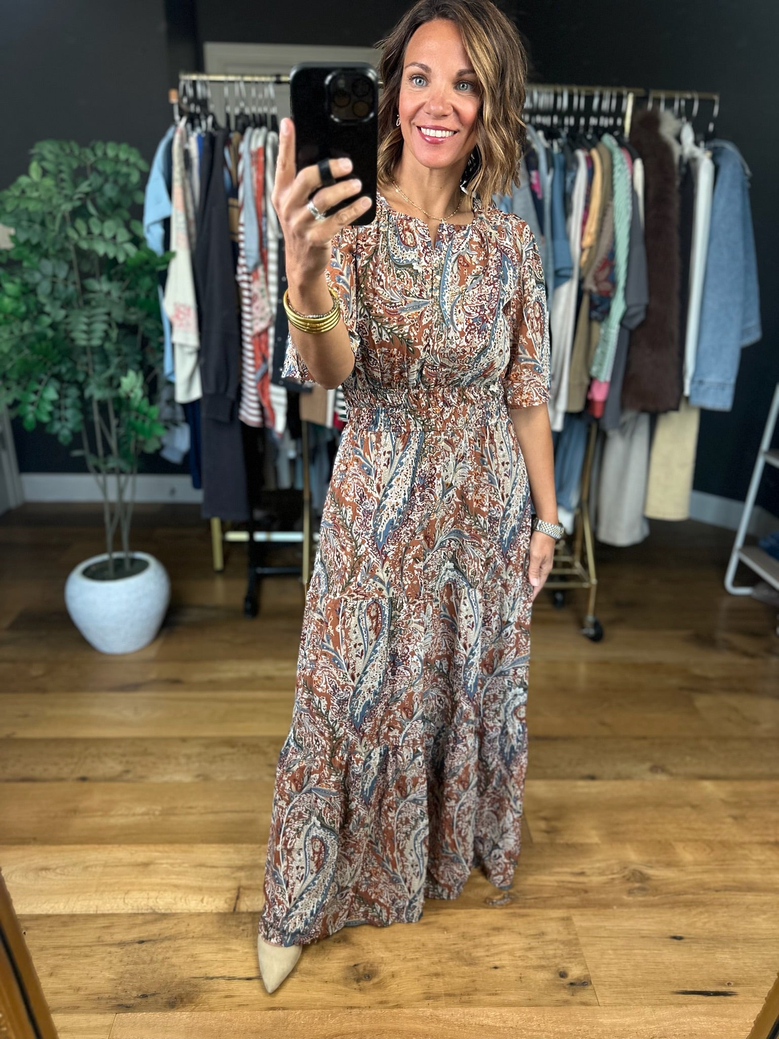 Settled Feeling Paisley Dress-Dresses-She & Sky-Anna Kaytes Boutique, Women's Fashion Boutique in Grinnell, Iowa