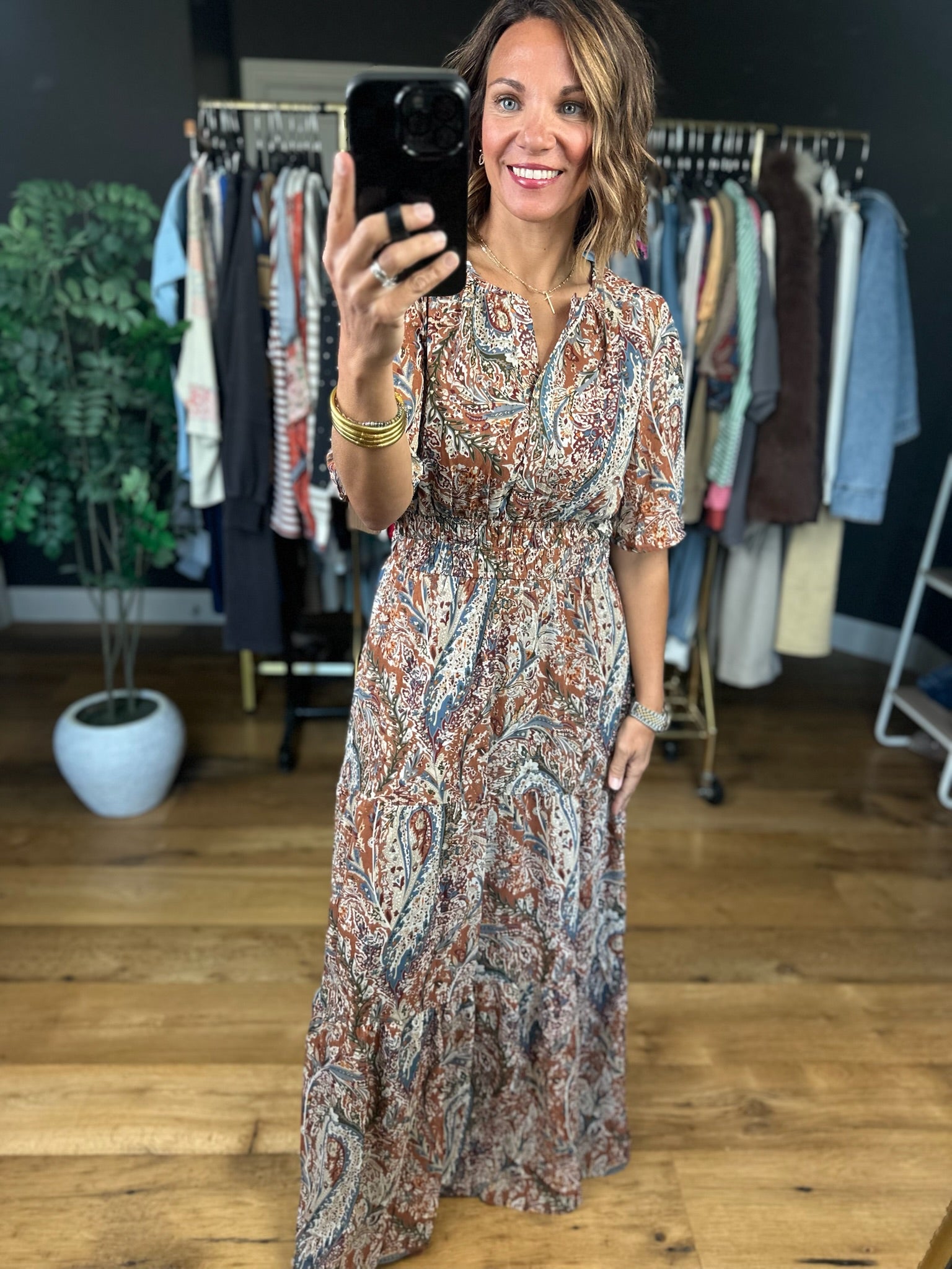 Settled Feeling Paisley Dress-Dresses-She & Sky-Anna Kaytes Boutique, Women's Fashion Boutique in Grinnell, Iowa