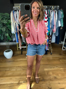 Picnic In The Park Gingham Top-Short Sleeves-Umgee-Anna Kaytes Boutique, Women's Fashion Boutique in Grinnell, Iowa