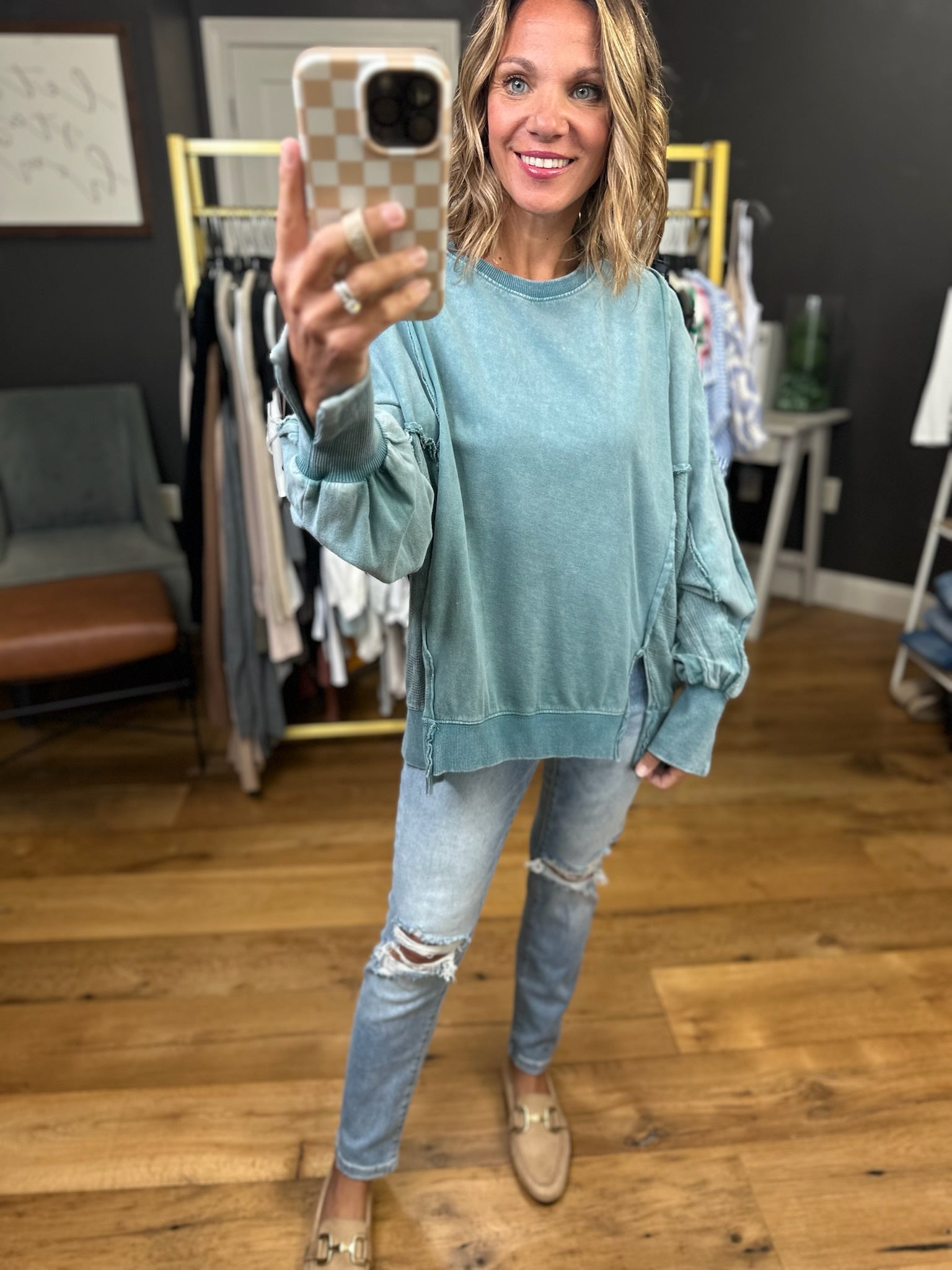 Like The Last Time Textured Dolman Sleeve Crew - Multiple Options-Sweaters-Easel-Anna Kaytes Boutique, Women's Fashion Boutique in Grinnell, Iowa