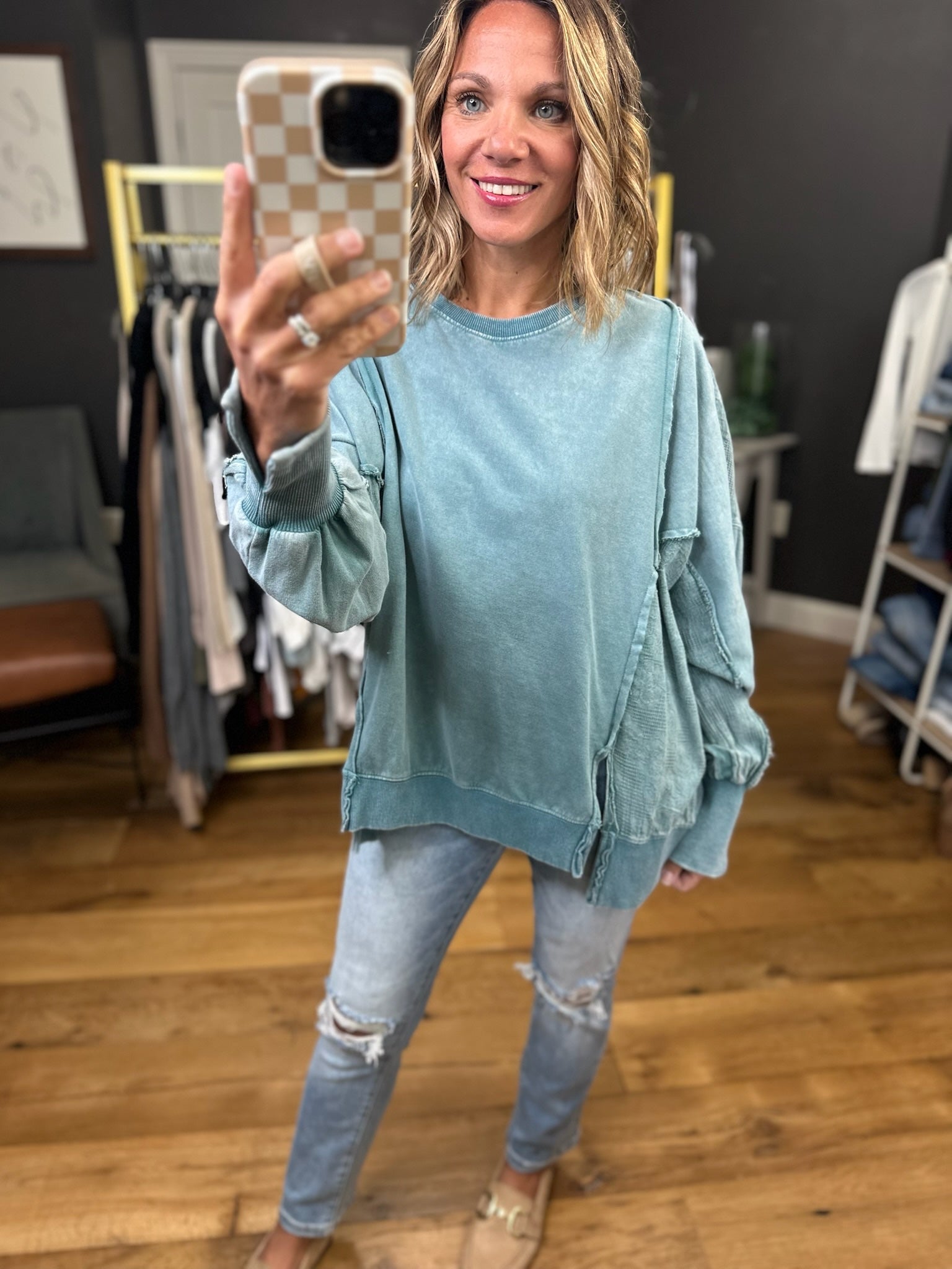 Like The Last Time Textured Dolman Sleeve Crew - Multiple Options-Sweaters-Easel-Anna Kaytes Boutique, Women's Fashion Boutique in Grinnell, Iowa