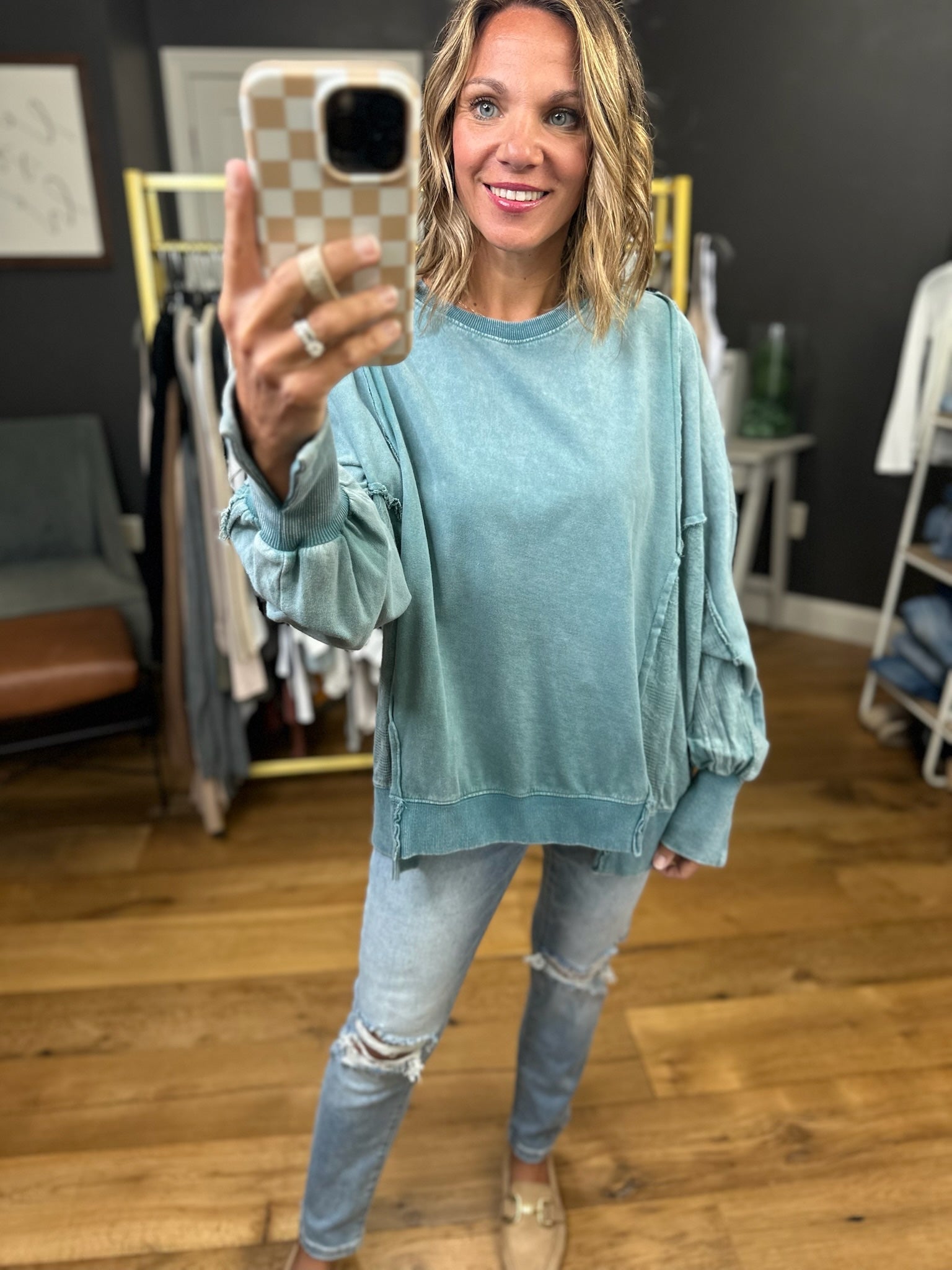 Like The Last Time Textured Dolman Sleeve Crew - Multiple Options-Sweaters-Easel-Anna Kaytes Boutique, Women's Fashion Boutique in Grinnell, Iowa