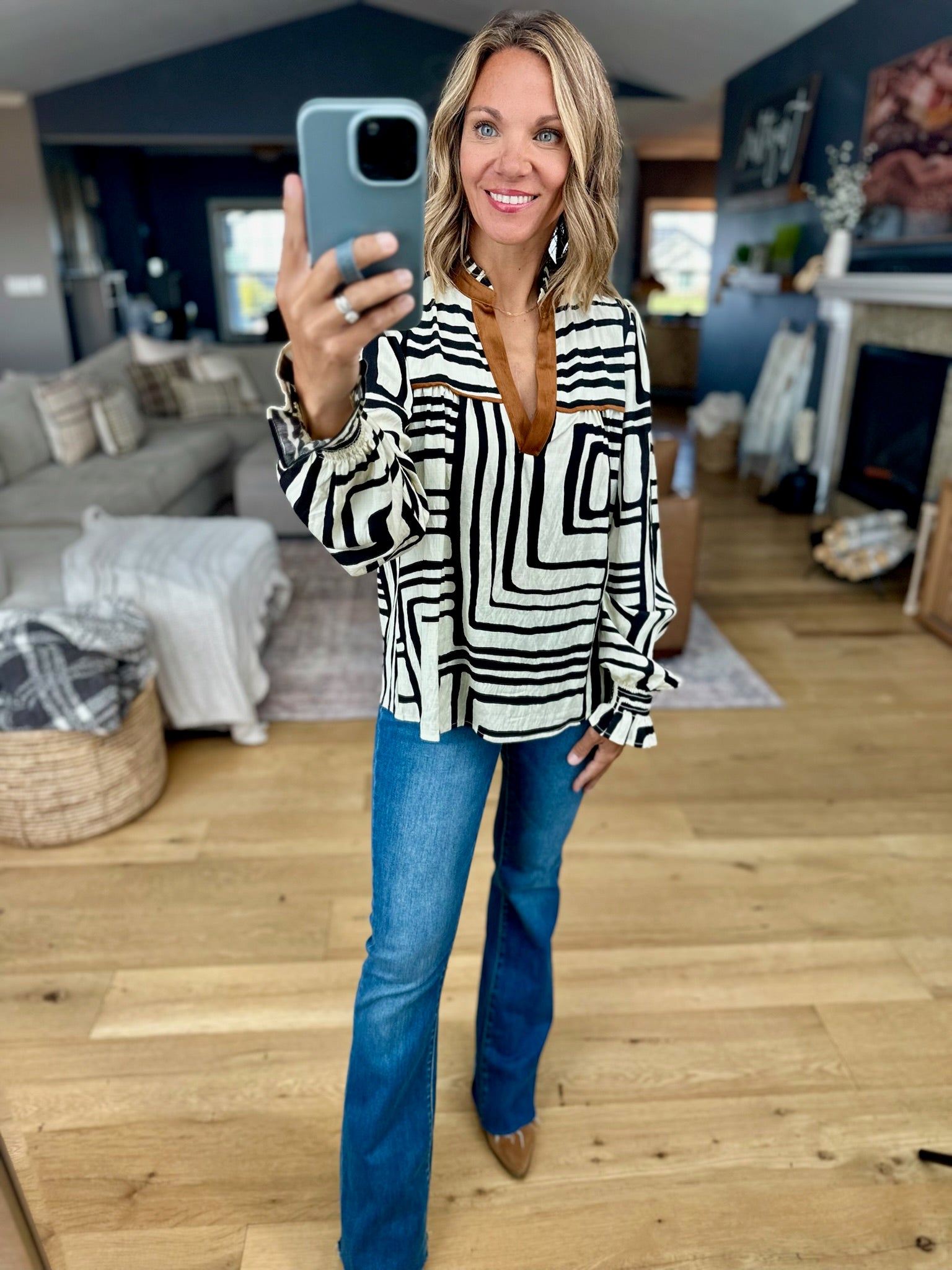 Golden Hour Patterned Top-THML-Anna Kaytes Boutique, Women's Fashion Boutique in Grinnell, Iowa