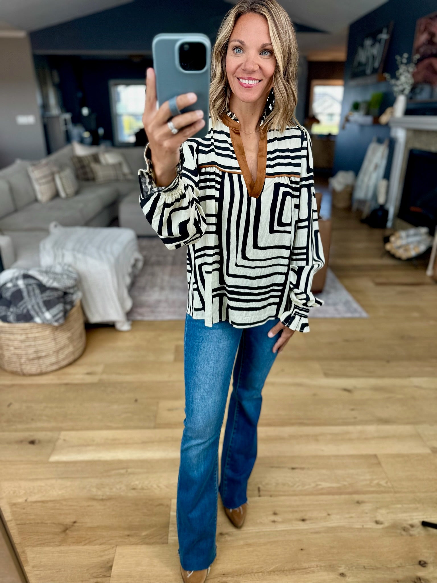 Golden Hour Patterned Top-THML-Anna Kaytes Boutique, Women's Fashion Boutique in Grinnell, Iowa