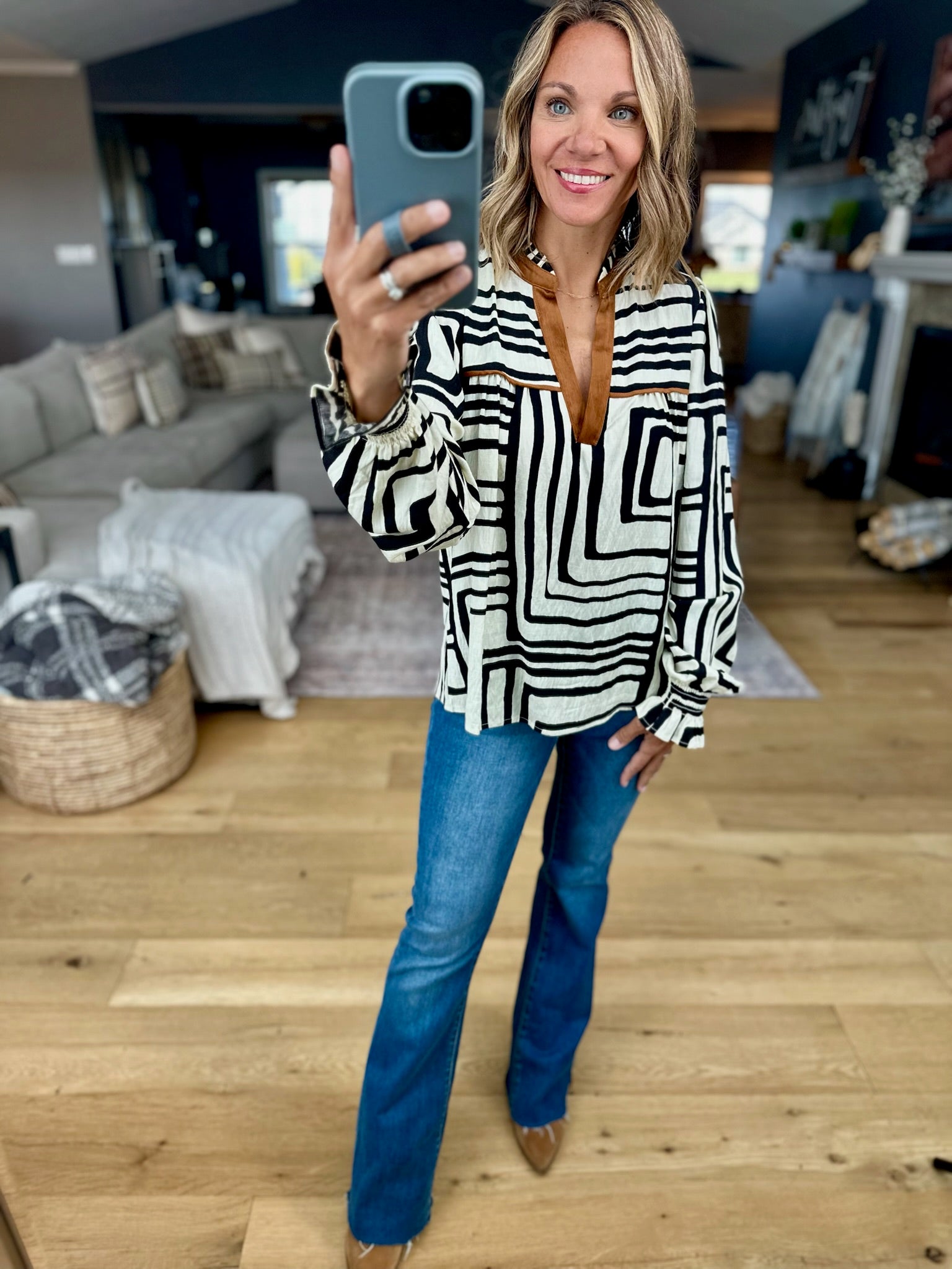 Golden Hour Patterned Top-THML-Anna Kaytes Boutique, Women's Fashion Boutique in Grinnell, Iowa