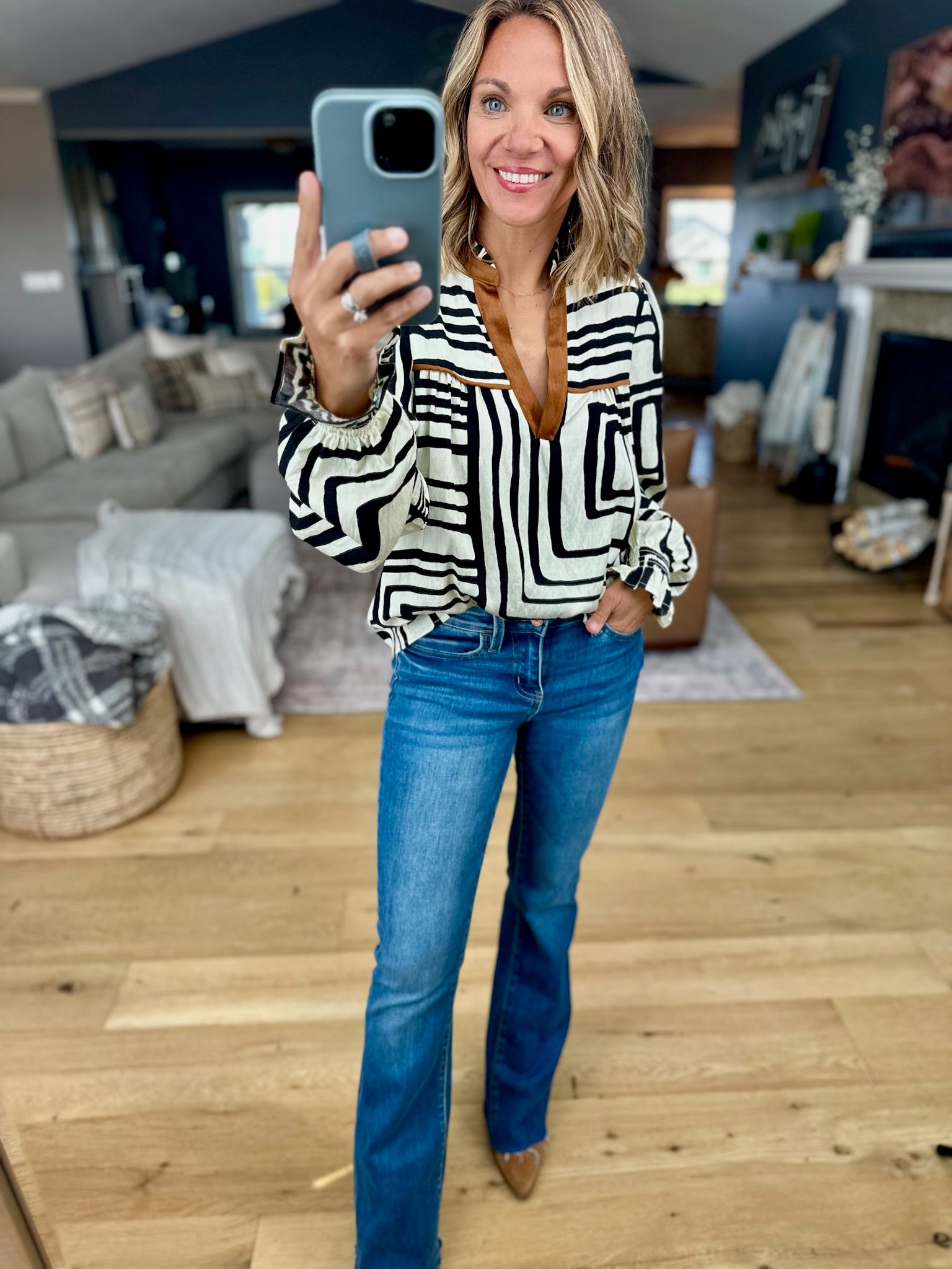 Golden Hour Patterned Top-THML-Anna Kaytes Boutique, Women's Fashion Boutique in Grinnell, Iowa