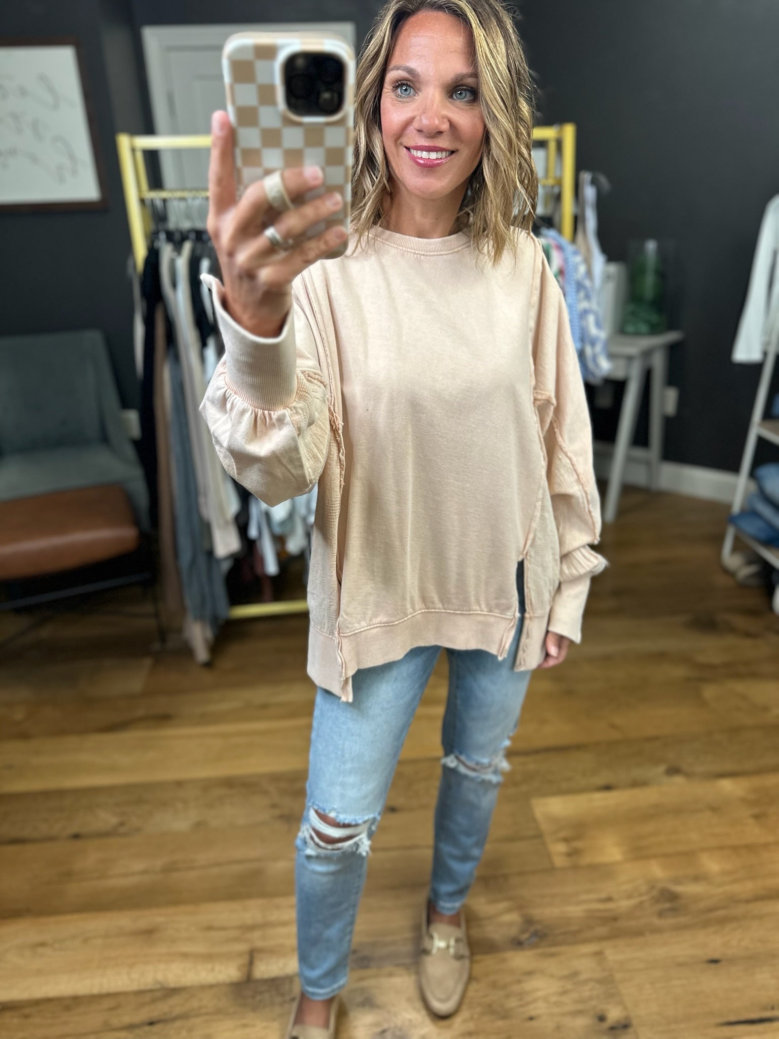 Like The Last Time Textured Dolman Sleeve Crew - Multiple Options-Sweaters-Easel-Anna Kaytes Boutique, Women's Fashion Boutique in Grinnell, Iowa