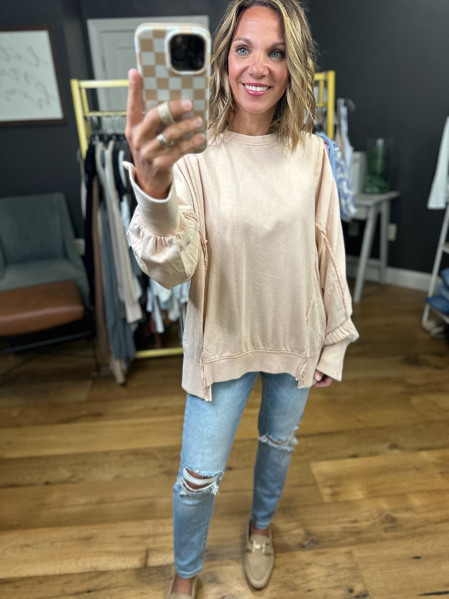 Like The Last Time Textured Dolman Sleeve Crew - Multiple Options-Sweaters-Easel-Anna Kaytes Boutique, Women's Fashion Boutique in Grinnell, Iowa
