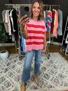 Match My Tone Striped Knit Top-Short Sleeves-Entro-Anna Kaytes Boutique, Women's Fashion Boutique in Grinnell, Iowa