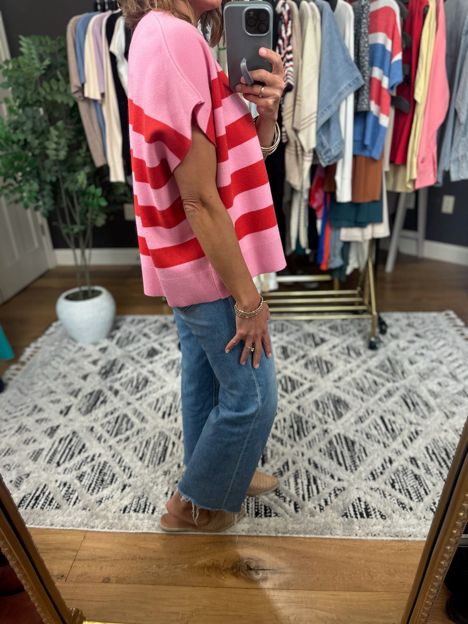 Match My Tone Striped Knit Top-Short Sleeves-Entro-Anna Kaytes Boutique, Women's Fashion Boutique in Grinnell, Iowa