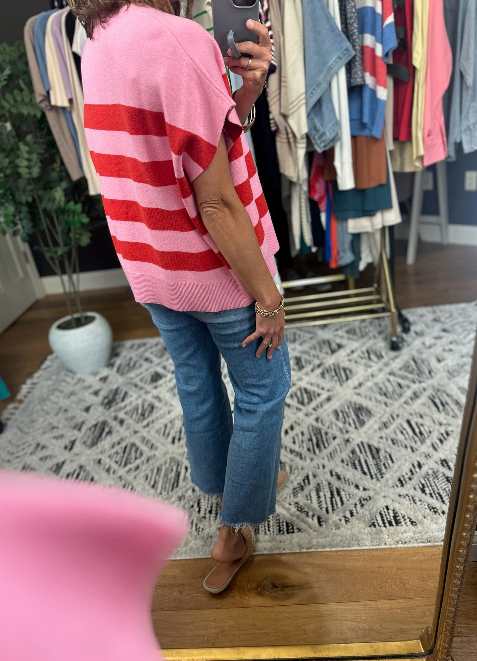 Match My Tone Striped Knit Top-Short Sleeves-Entro-Anna Kaytes Boutique, Women's Fashion Boutique in Grinnell, Iowa